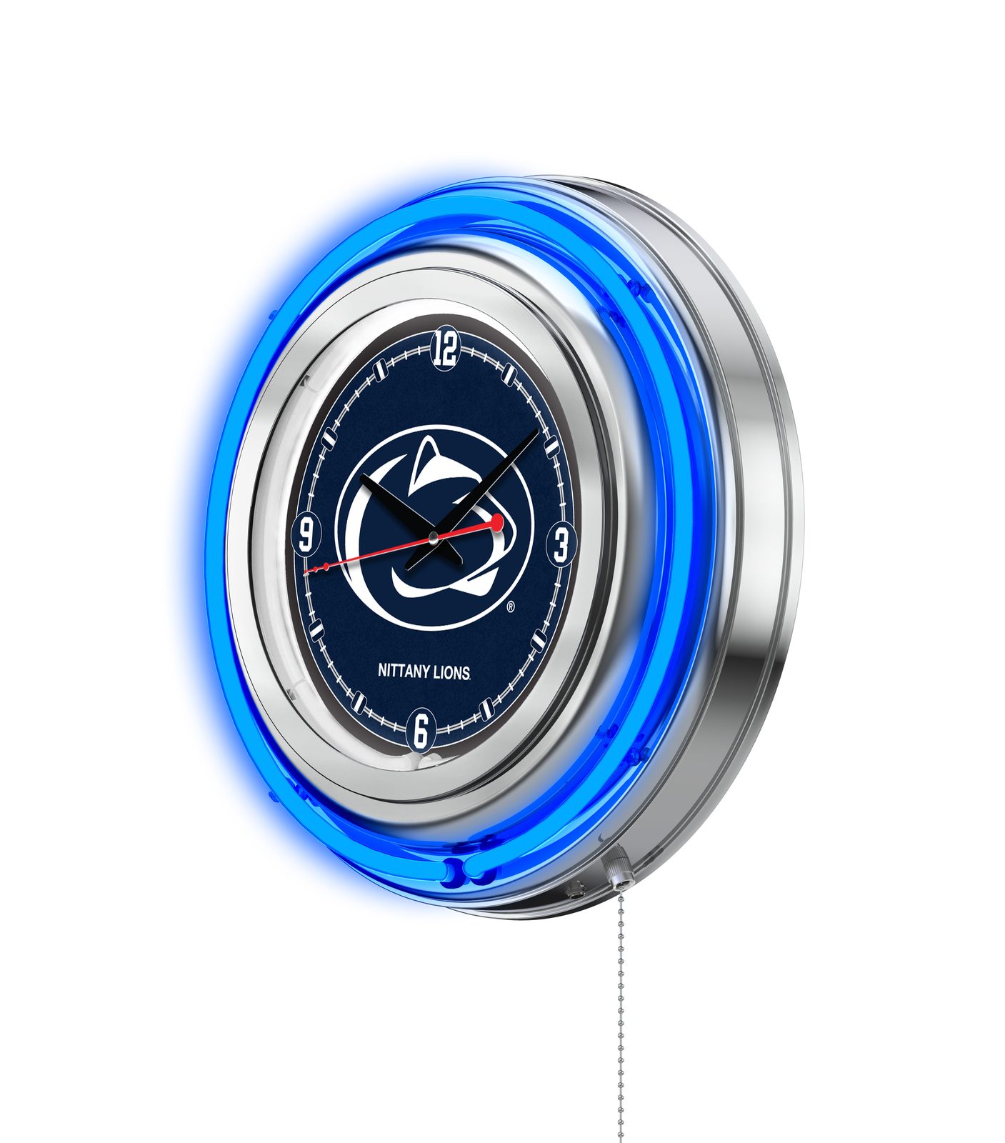 Pennsylvania State University 15-Inch Neon Logo Clock in Chrome 2 Pennsylvania State University 15-Inch Neon Logo Clock in Chrome - Image 2