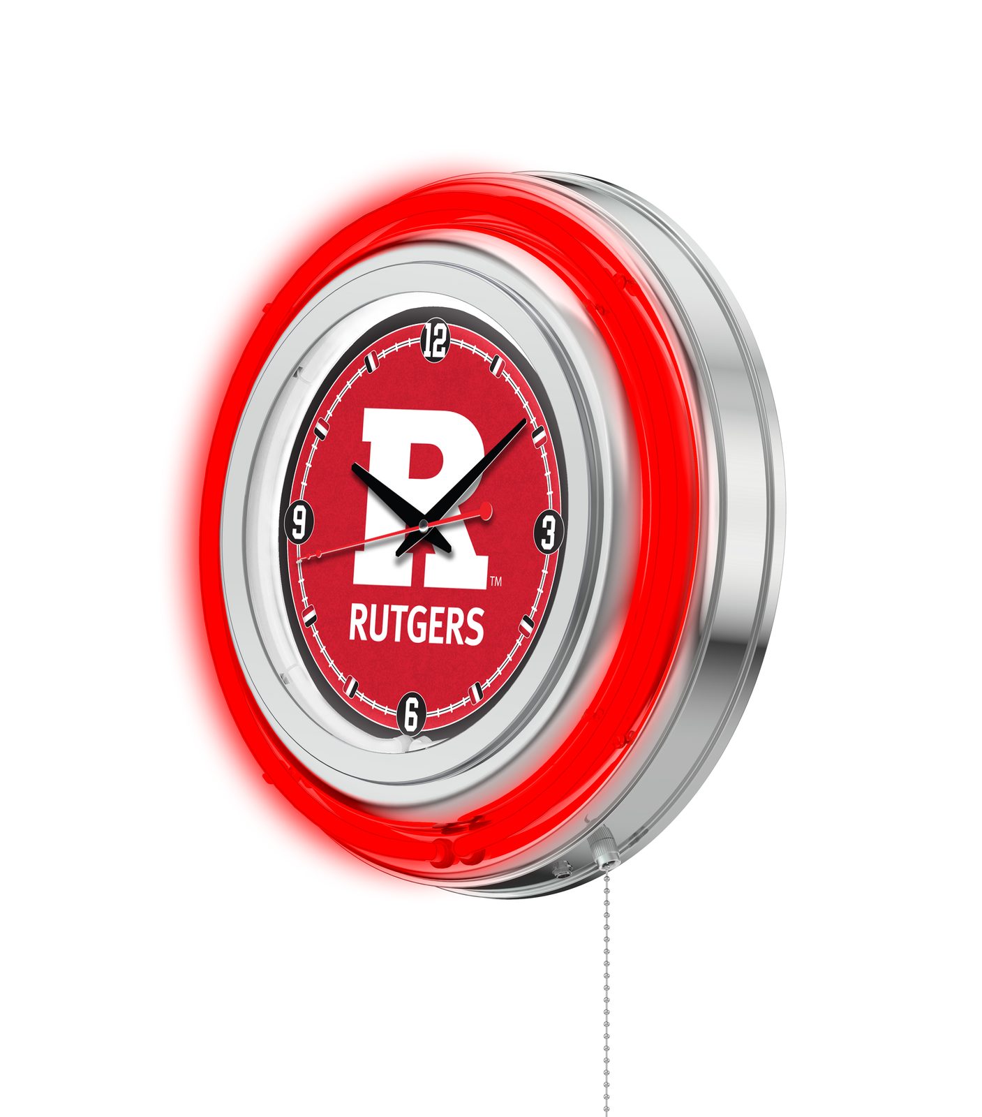 Rutgers 15-Inch Neon Logo Clock in Chrome 2 Rutgers 15-Inch Neon Logo Clock in Chrome - Image 2