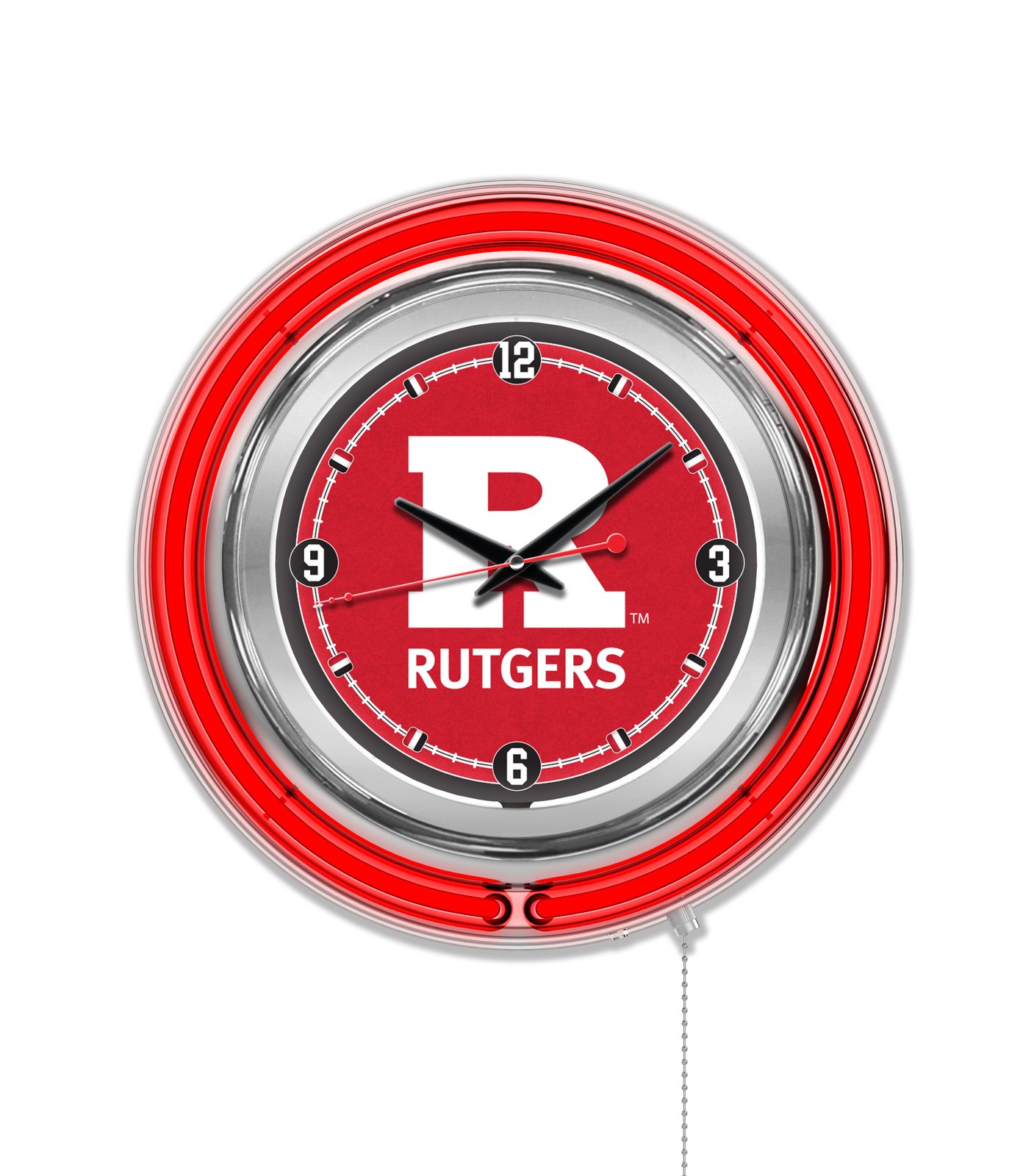 Rutgers 15-Inch Neon Logo Clock in Chrome 1 Rutgers 15-Inch Neon Logo Clock in Chrome