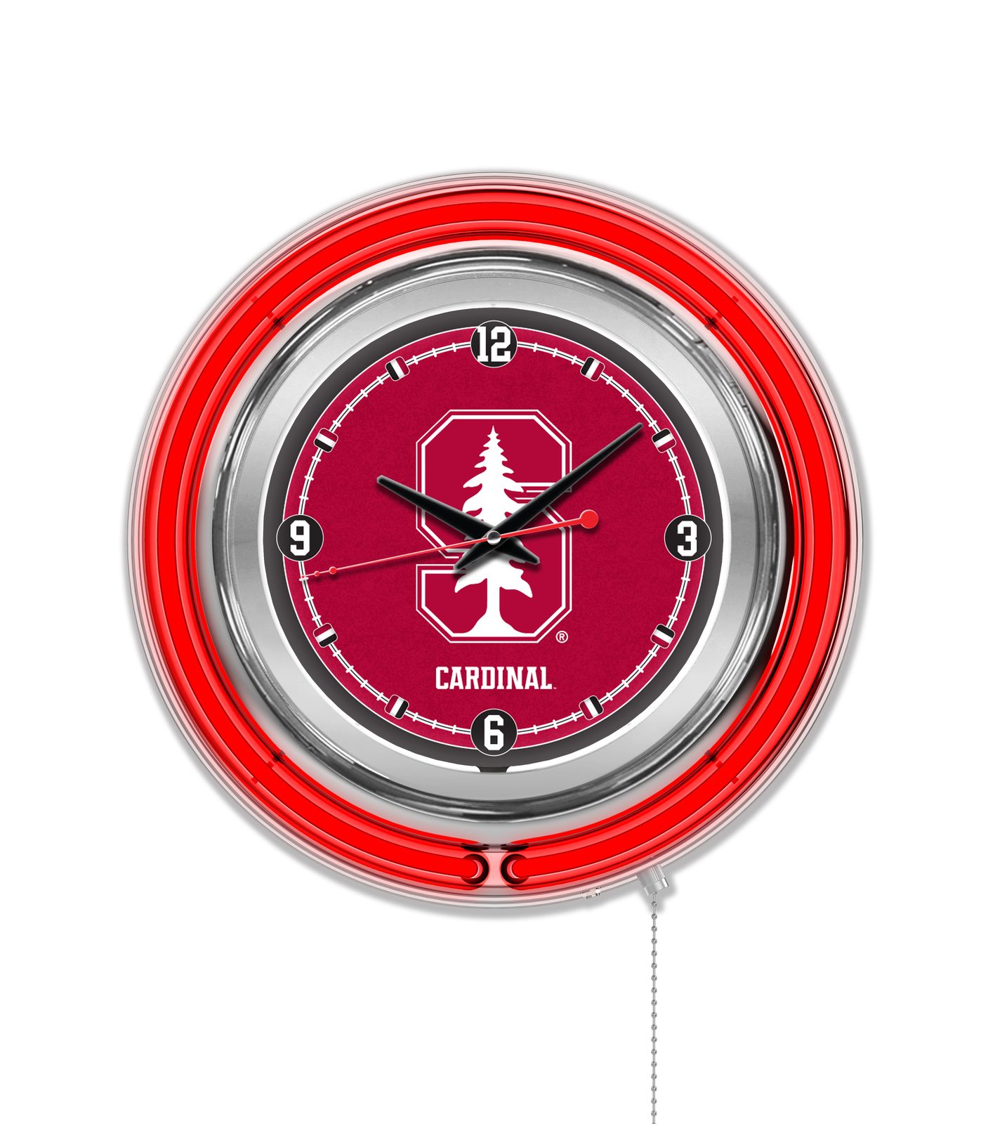 Stanford University 15-Inch Neon Logo Clock in Chrome 1 Stanford University 15-Inch Neon Logo Clock in Chrome