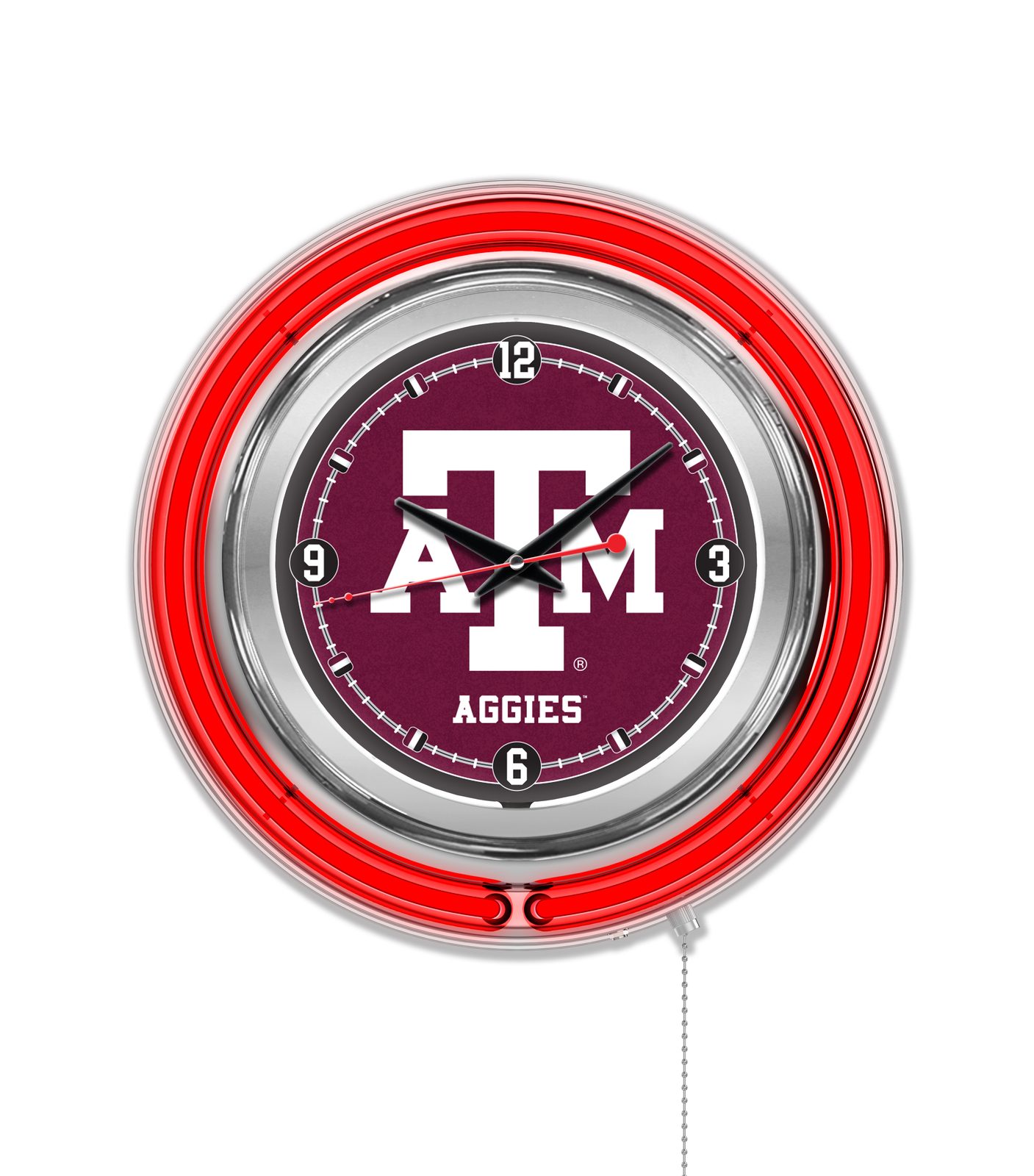 Texas A&M 15-Inch Neon Logo Clock in Chrome 1 Texas A&M 15-Inch Neon Logo Clock in Chrome