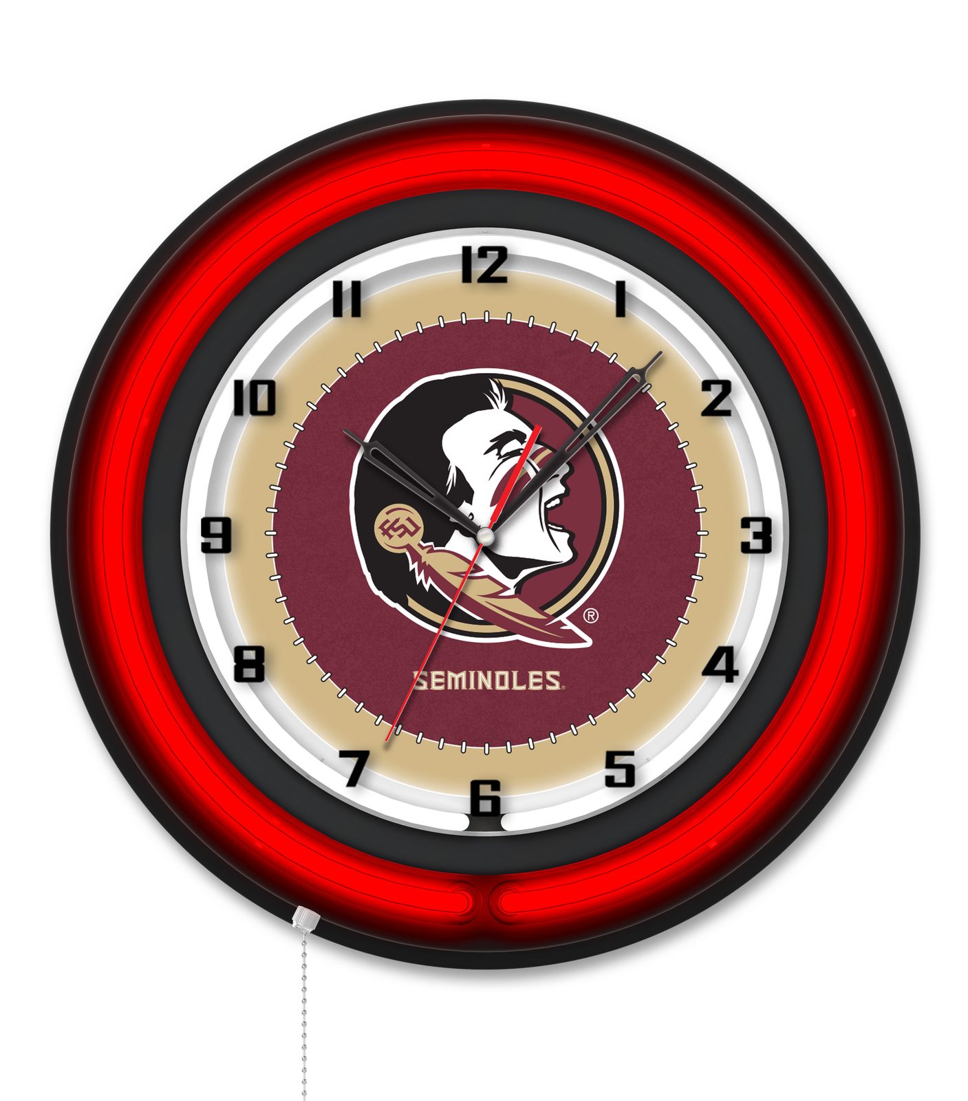 Florida State (Head) 19-Inch Neon Logo Clock in Black 1 Florida State (Head) 19-Inch Neon Logo Clock in Black