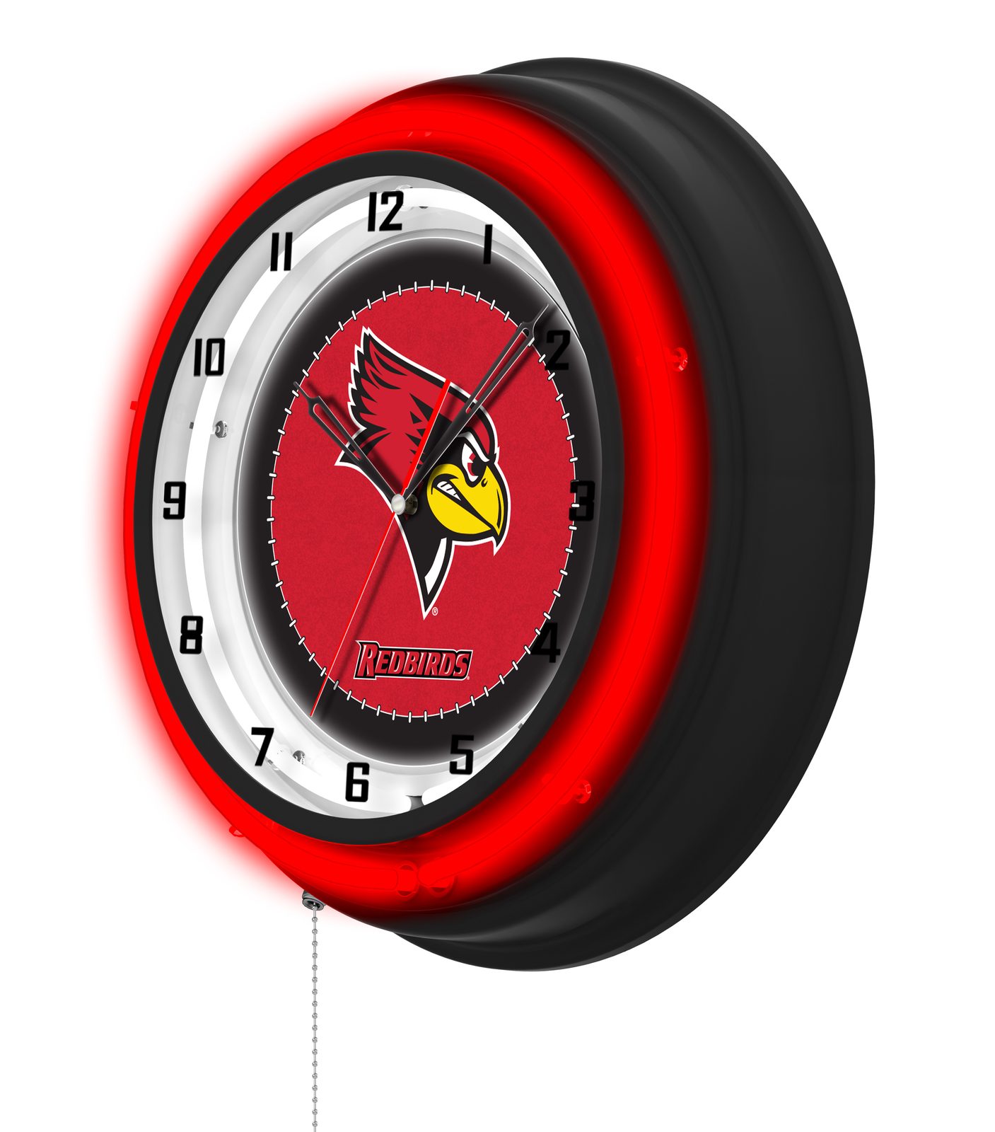 Illinois State University 19-Inch Neon Logo Clock in Black 2 Illinois State University 19-Inch Neon Logo Clock in Black - Image 2