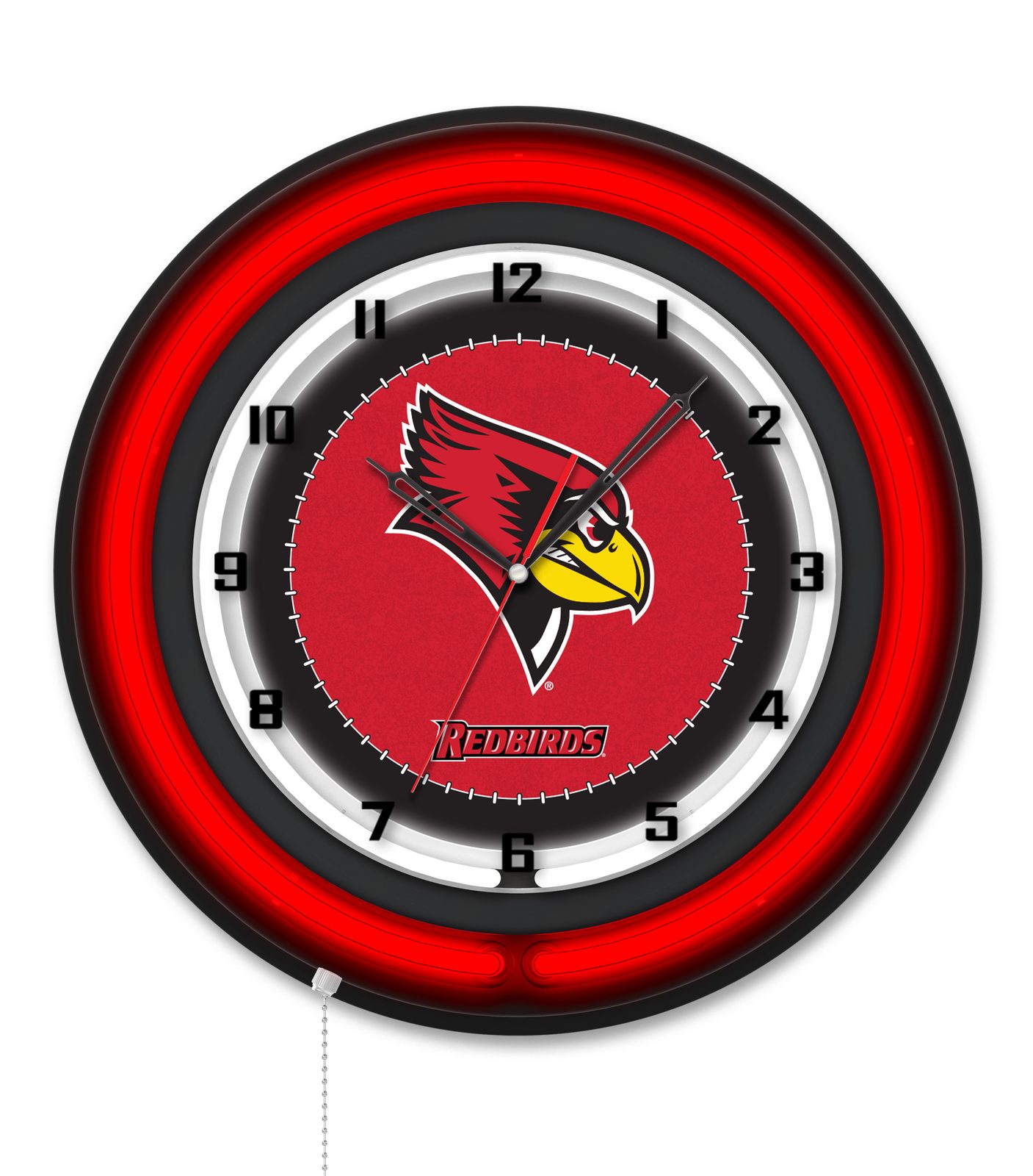 Illinois State University 19-Inch Neon Logo Clock in Black 1 Illinois State University 19-Inch Neon Logo Clock in Black