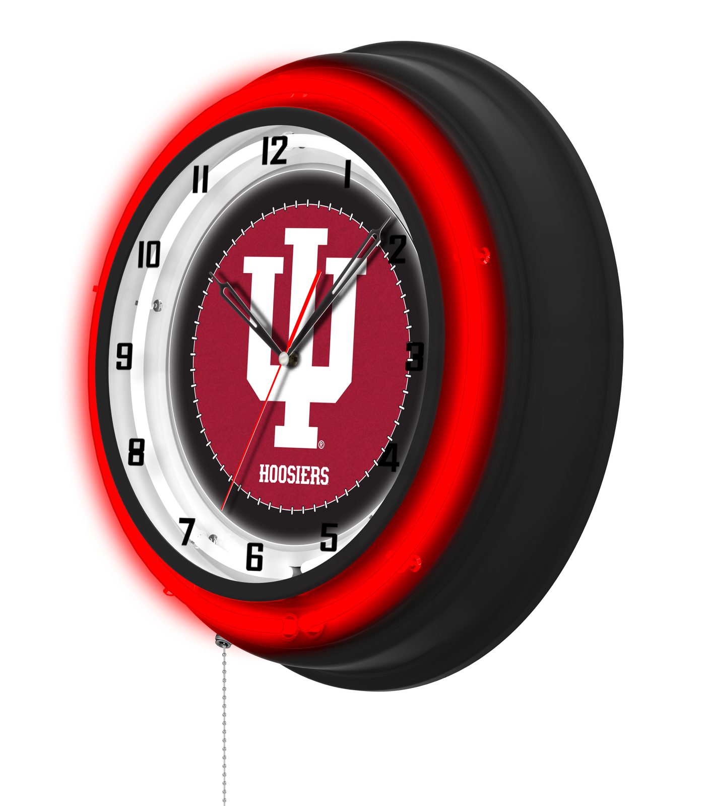 Indiana University 19-Inch Neon Logo Clock in Black 2 Indiana University 19-Inch Neon Logo Clock in Black - Image 2