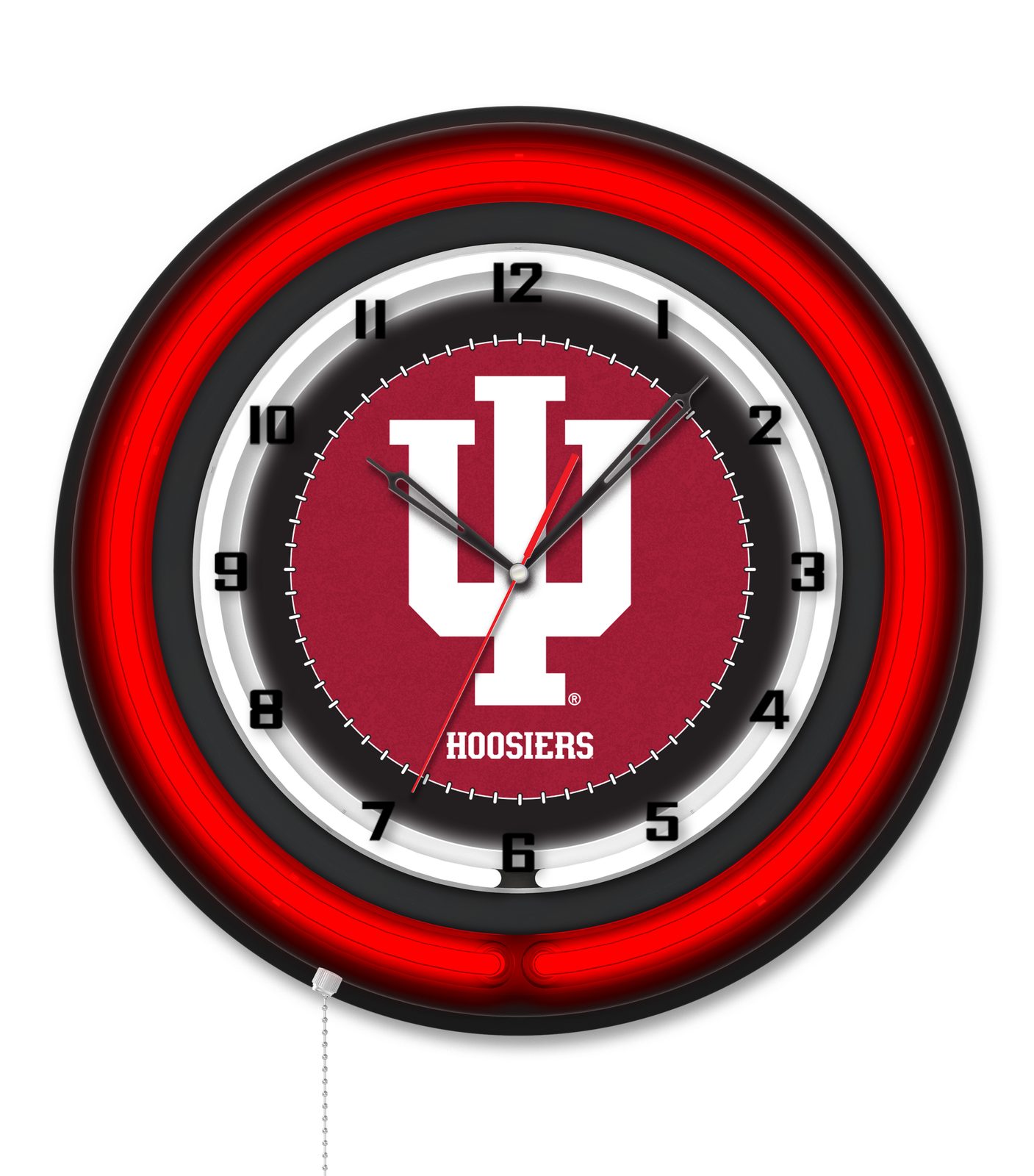Indiana University 19-Inch Neon Logo Clock in Black 1 Indiana University 19-Inch Neon Logo Clock in Black