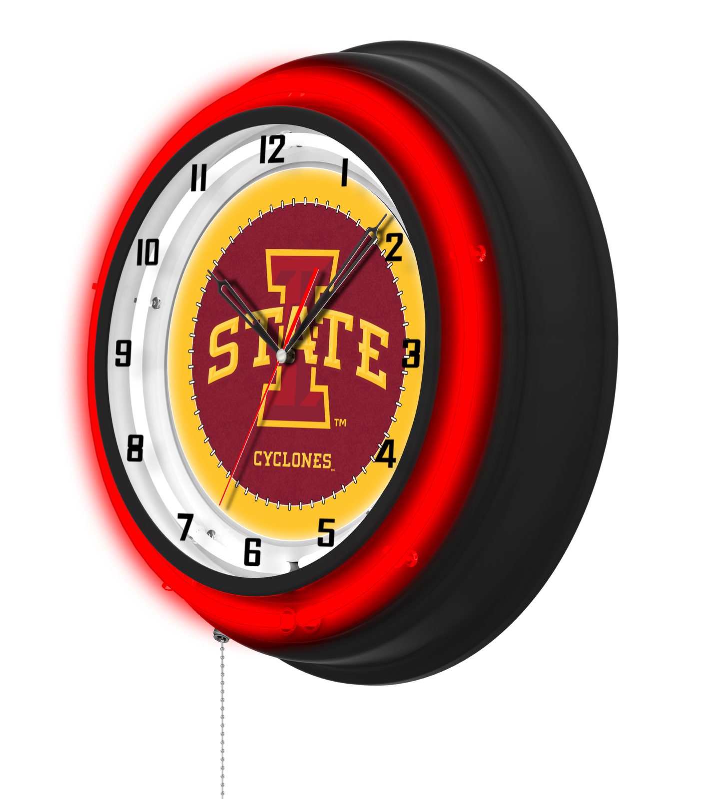 Iowa State University 19-Inch Neon Logo Clock in Black 2 Iowa State University 19-Inch Neon Logo Clock in Black - Image 2