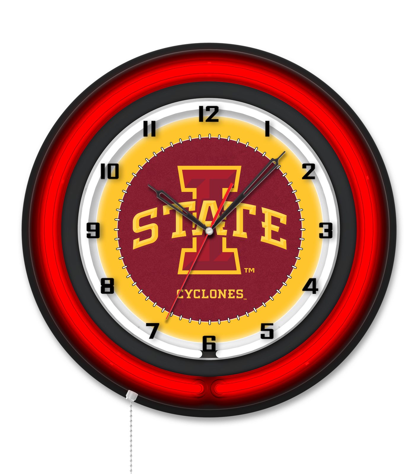 Iowa State University 19-Inch Neon Logo Clock in Black 1 Iowa State University 19-Inch Neon Logo Clock in Black