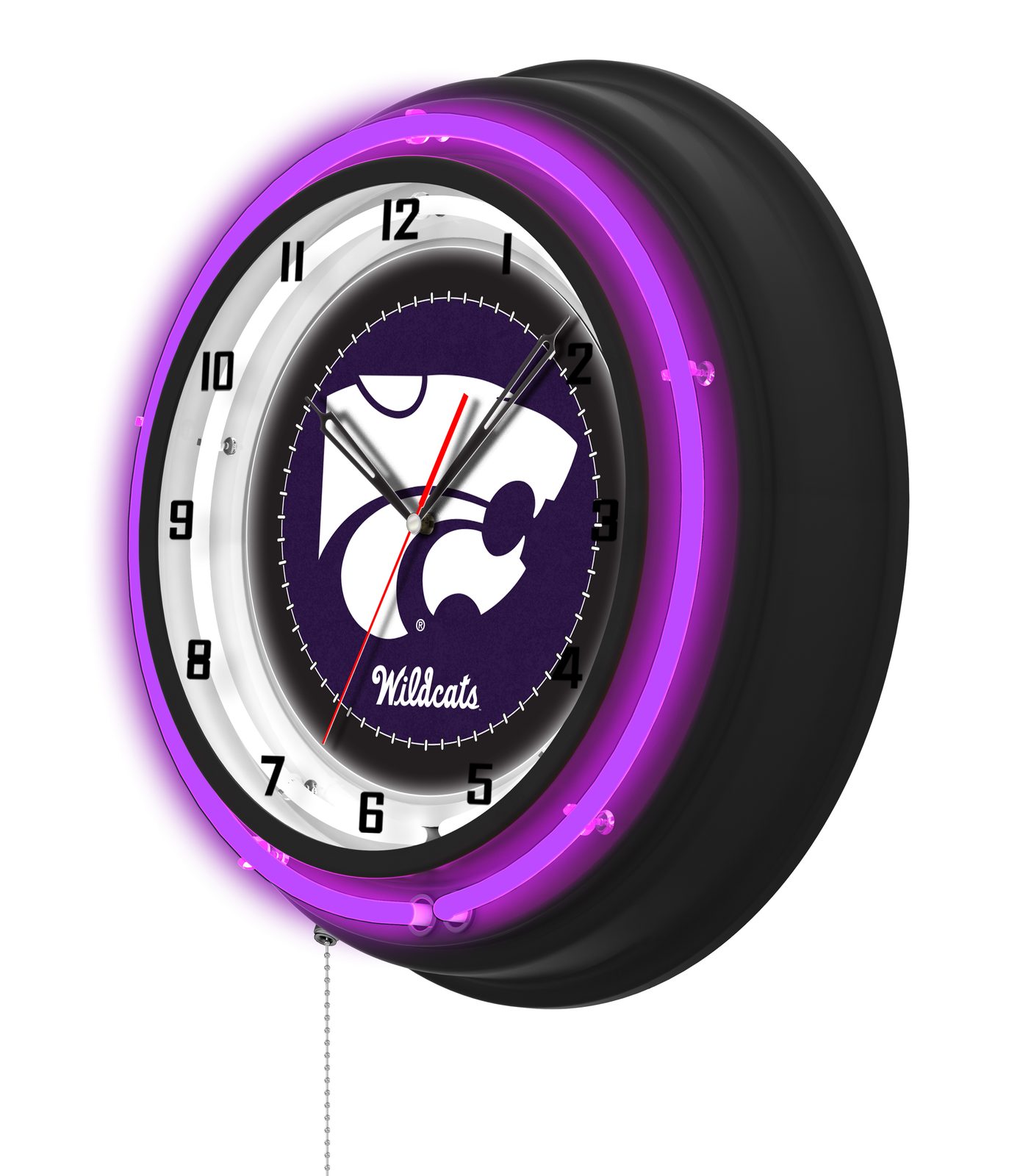 Kansas State University 19-Inch Neon Logo Clock in Black 2 Kansas State University 19-Inch Neon Logo Clock in Black - Image 2