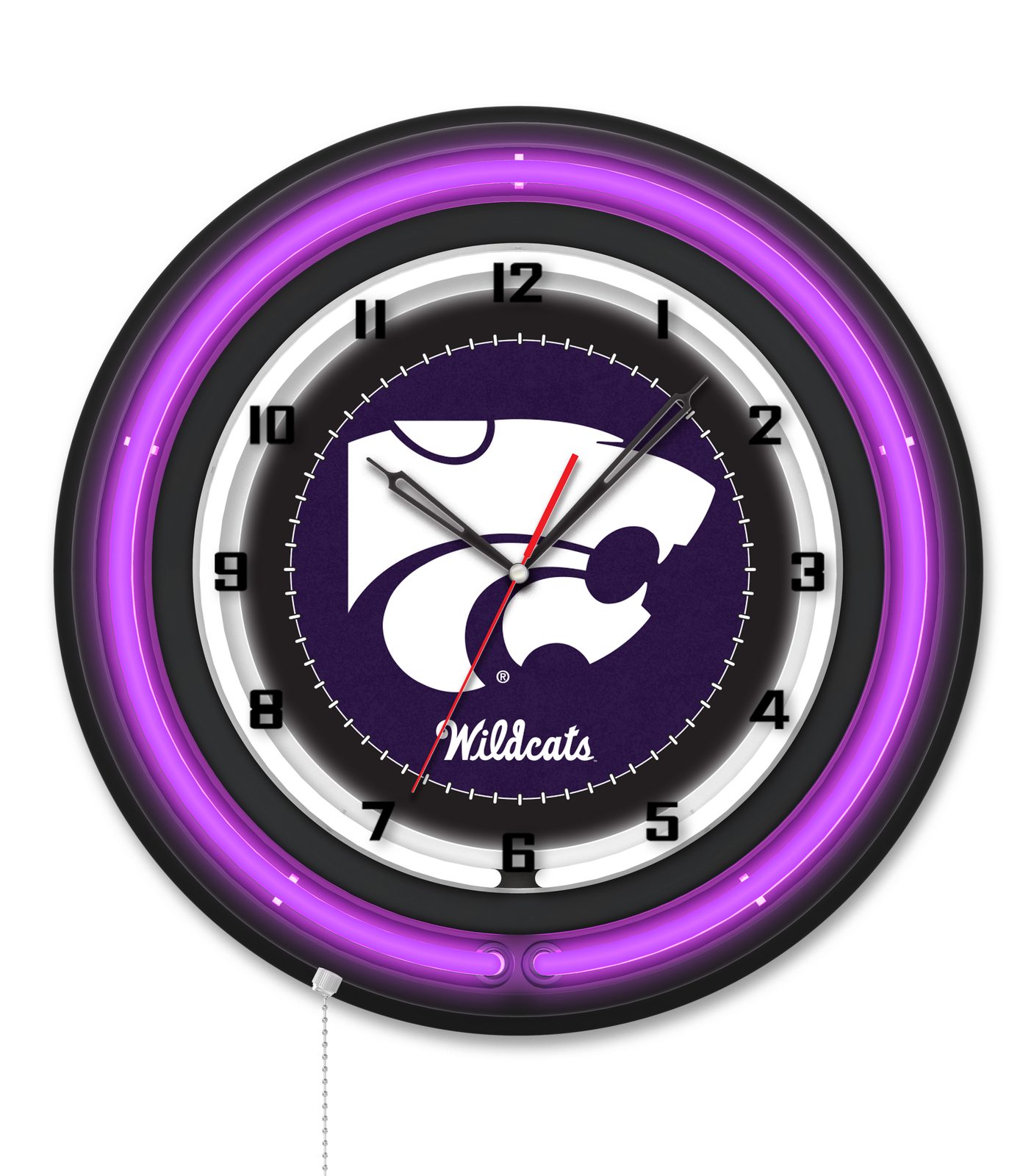 Kansas State University 19-Inch Neon Logo Clock in Black 1 Kansas State University 19-Inch Neon Logo Clock in Black