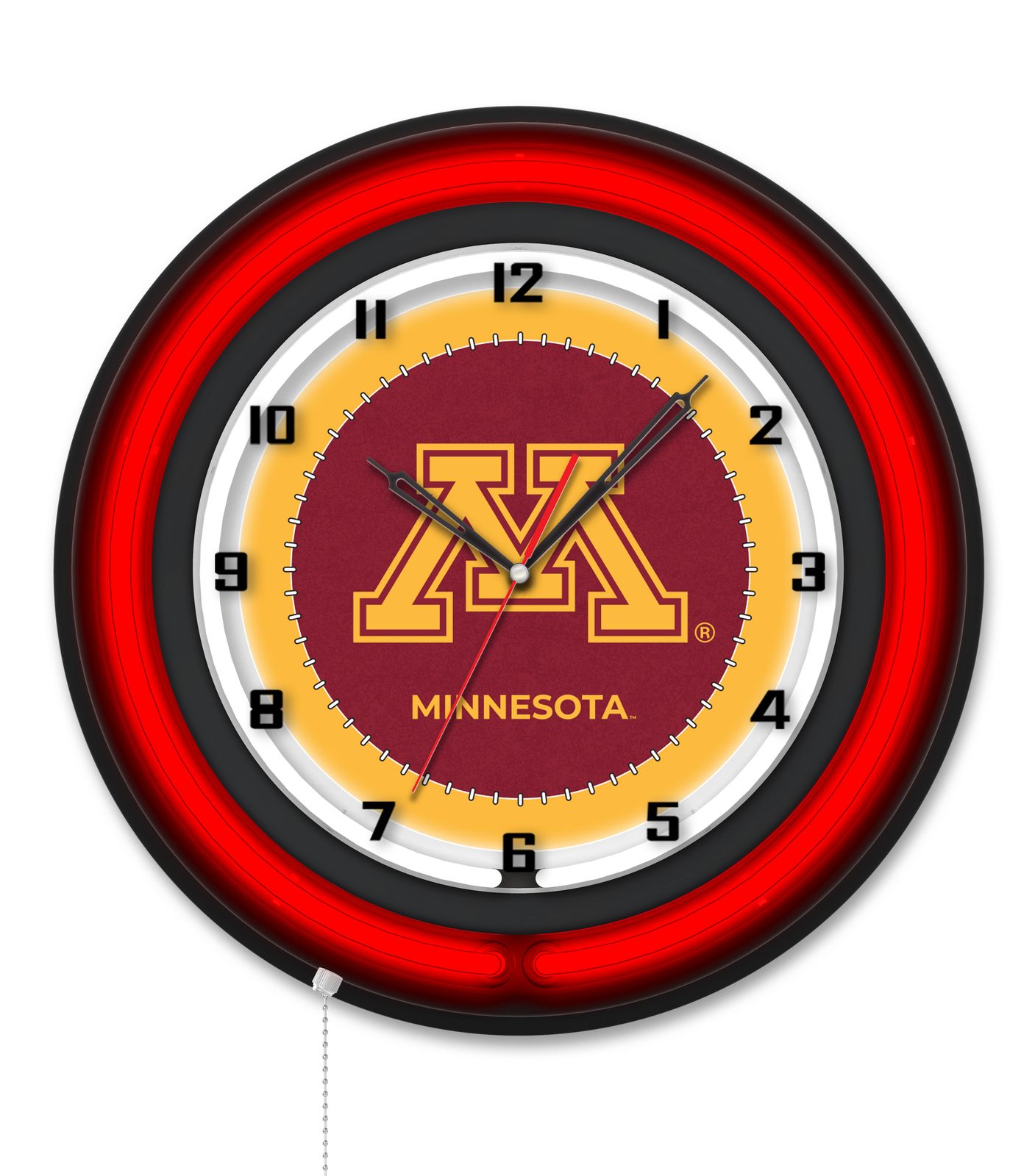 University of Minnesota 19-Inch Neon Logo Clock in Black 1 University of Minnesota 19-Inch Neon Logo Clock in Black