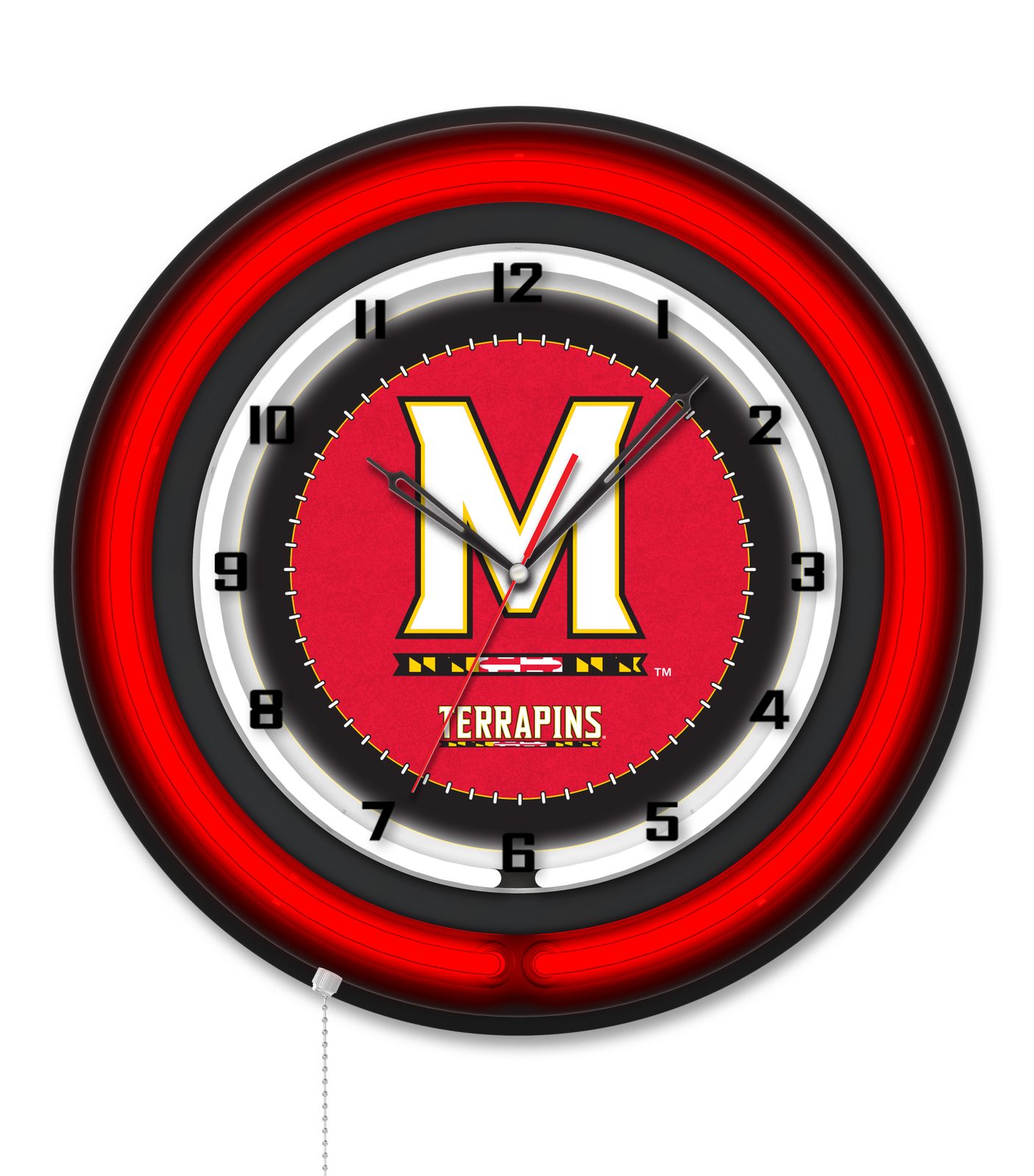 University of Maryland 19-Inch Neon Logo Clock in Black 1 University of Maryland 19-Inch Neon Logo Clock in Black