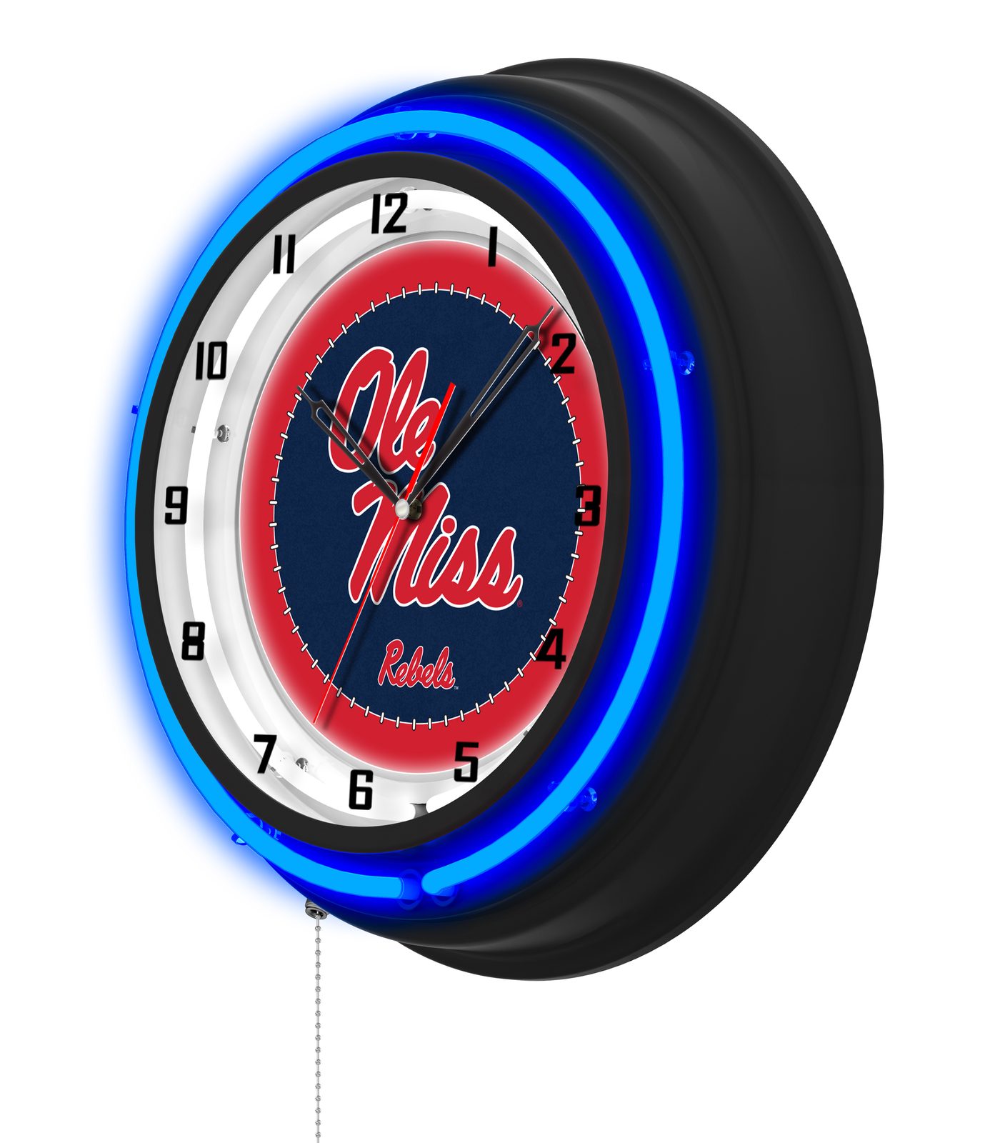University of Mississippi 19-Inch Neon Logo Clock in Black 2 University of Mississippi 19-Inch Neon Logo Clock in Black - Image 2