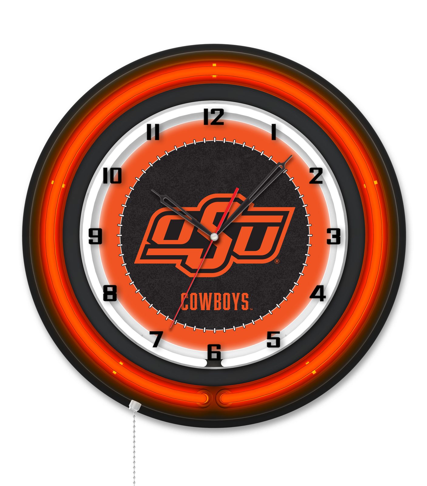 Oklahoma State University 19-Inch Neon Logo Clock in Black 1 Oklahoma State University 19-Inch Neon Logo Clock in Black