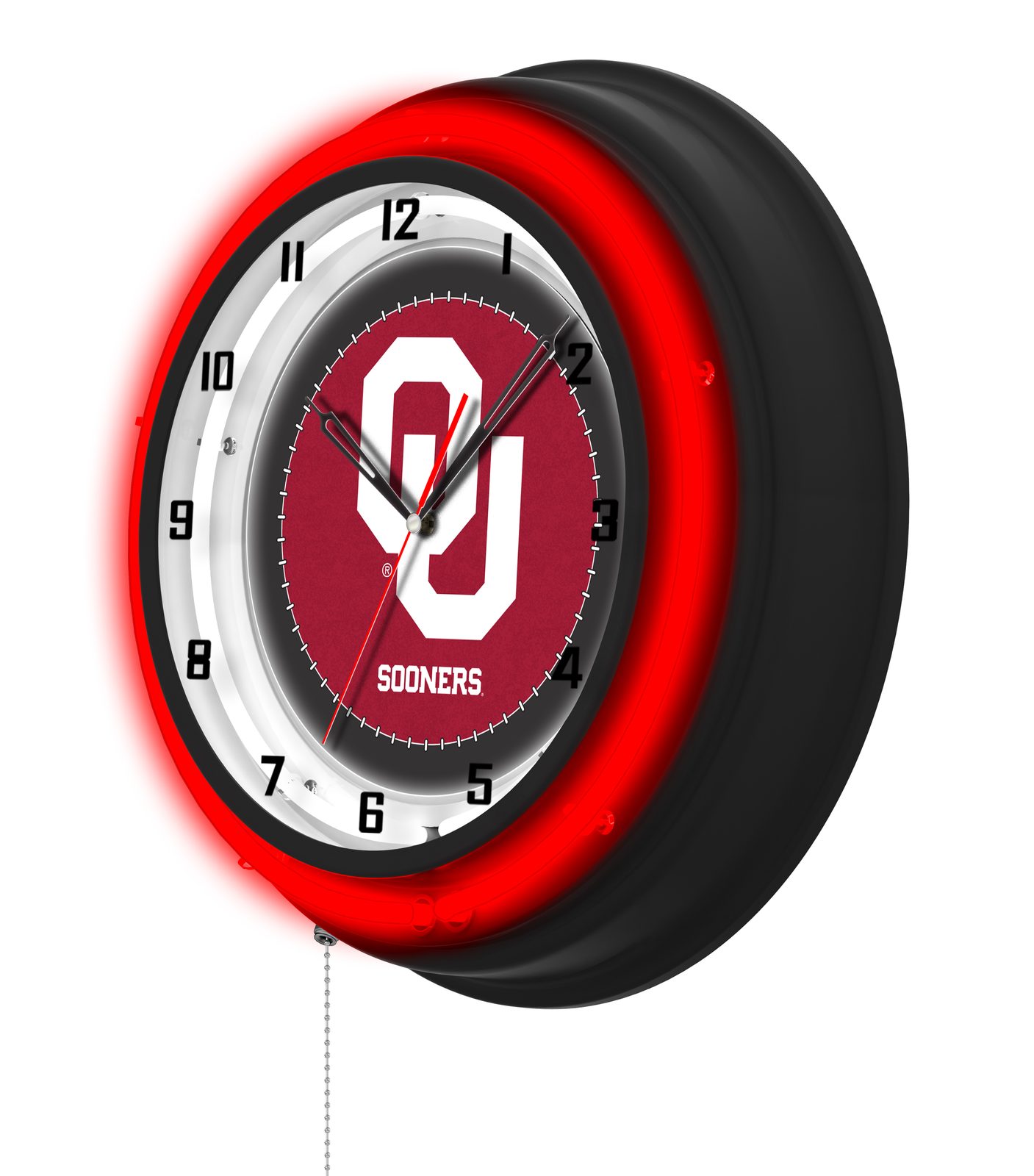 Oklahoma University 19-Inch Neon Logo Clock in Black 2 Oklahoma University 19-Inch Neon Logo Clock in Black - Image 2