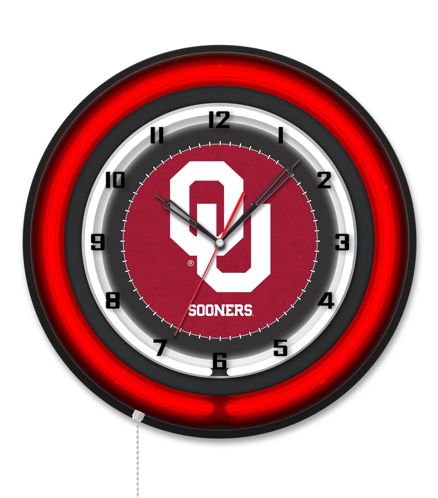 Oklahoma University 19-Inch Neon Logo Clock in Black 1 Oklahoma University 19-Inch Neon Logo Clock in Black