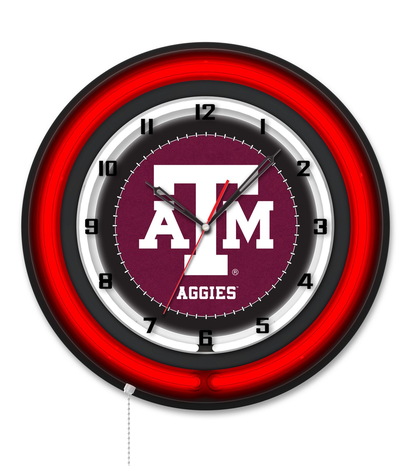 Texas A&M 19-Inch Neon Logo Clock in Black 1 Texas A&M 19-Inch Neon Logo Clock in Black