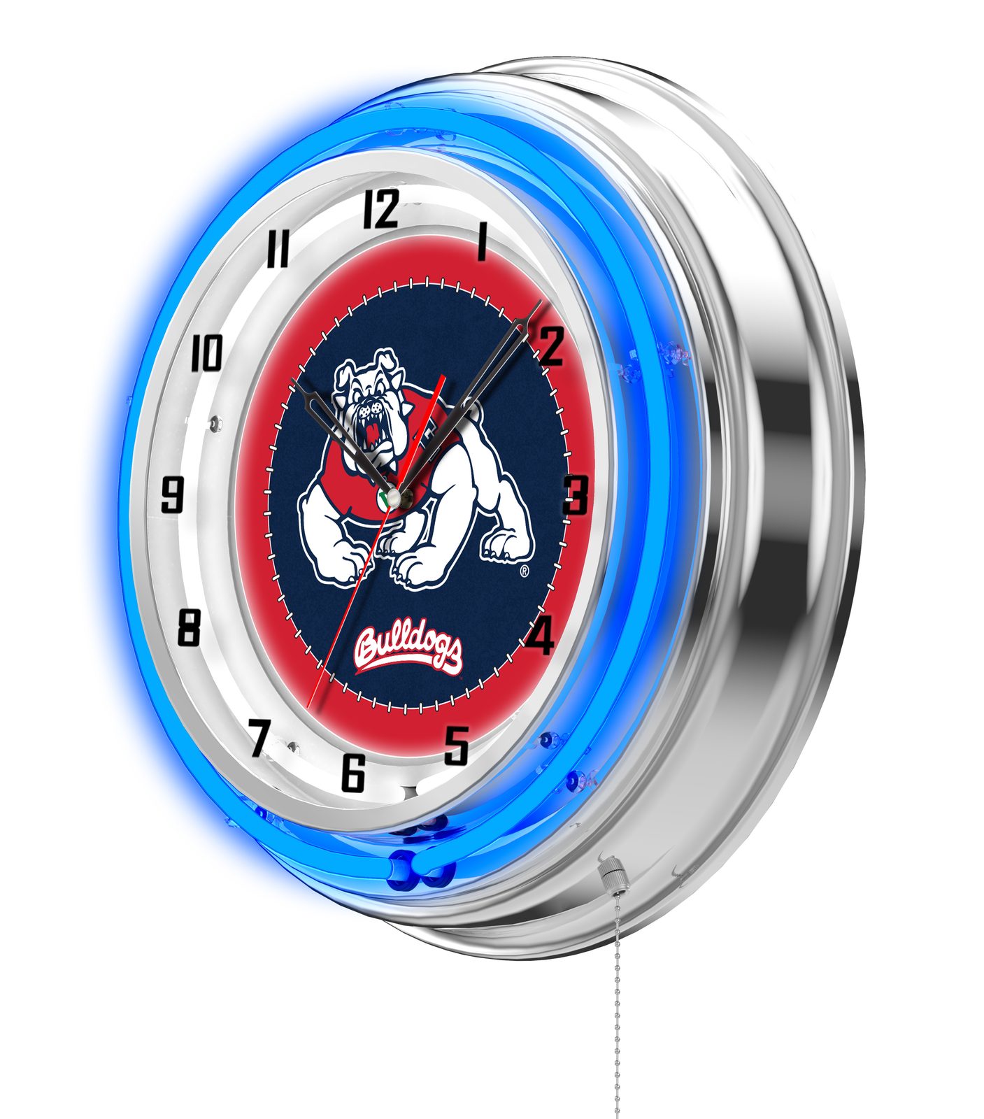 Fresno State University 19-Inch Neon Logo Clock in Chrome 2 Fresno State University 19-Inch Neon Logo Clock in Chrome - Image 2