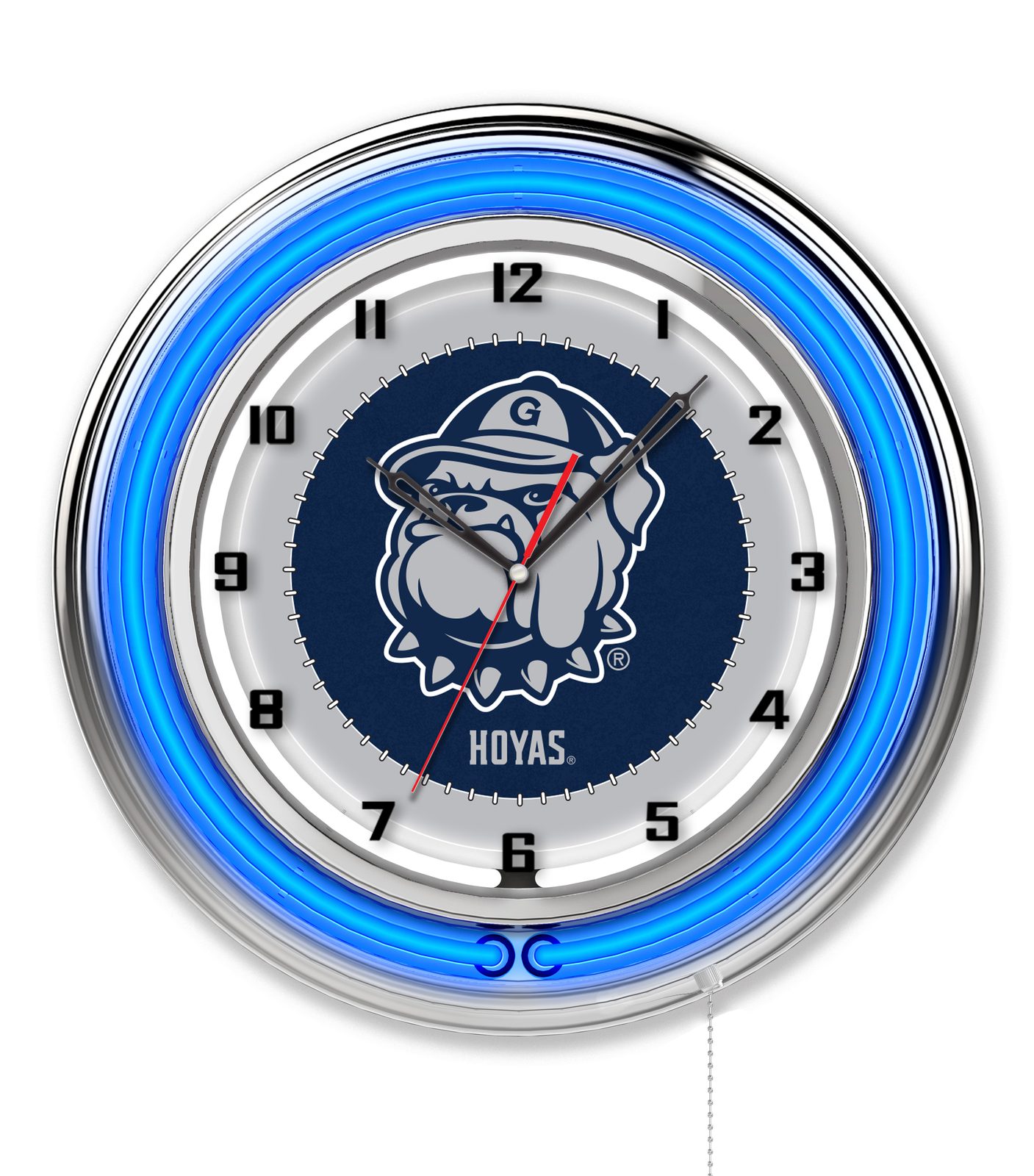Georgetown University 19-Inch Neon Logo Clock in Chrome 1 Georgetown University 19-Inch Neon Logo Clock in Chrome