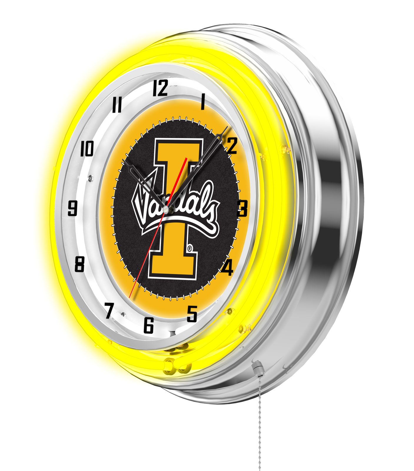 University of Idaho 19-Inch Neon Logo Clock in Chrome 2 University of Idaho 19-Inch Neon Logo Clock in Chrome - Image 2