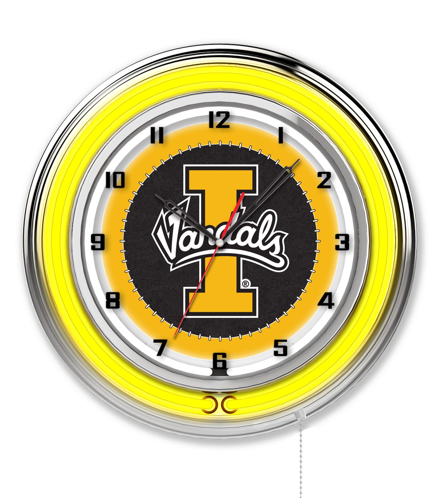 University of Idaho 19-Inch Neon Logo Clock in Chrome 1 University of Idaho 19-Inch Neon Logo Clock in Chrome