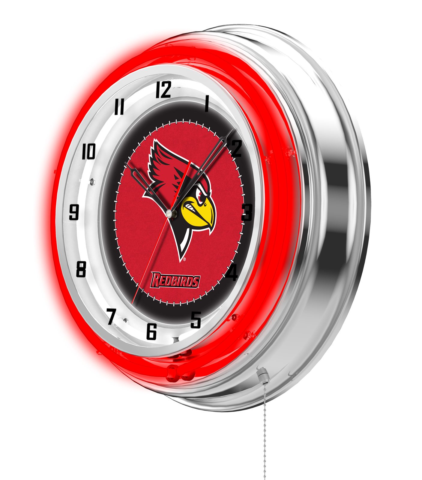 Illinois State University 19-Inch Neon Logo Clock in Chrome 2 Illinois State University 19-Inch Neon Logo Clock in Chrome - Image 2
