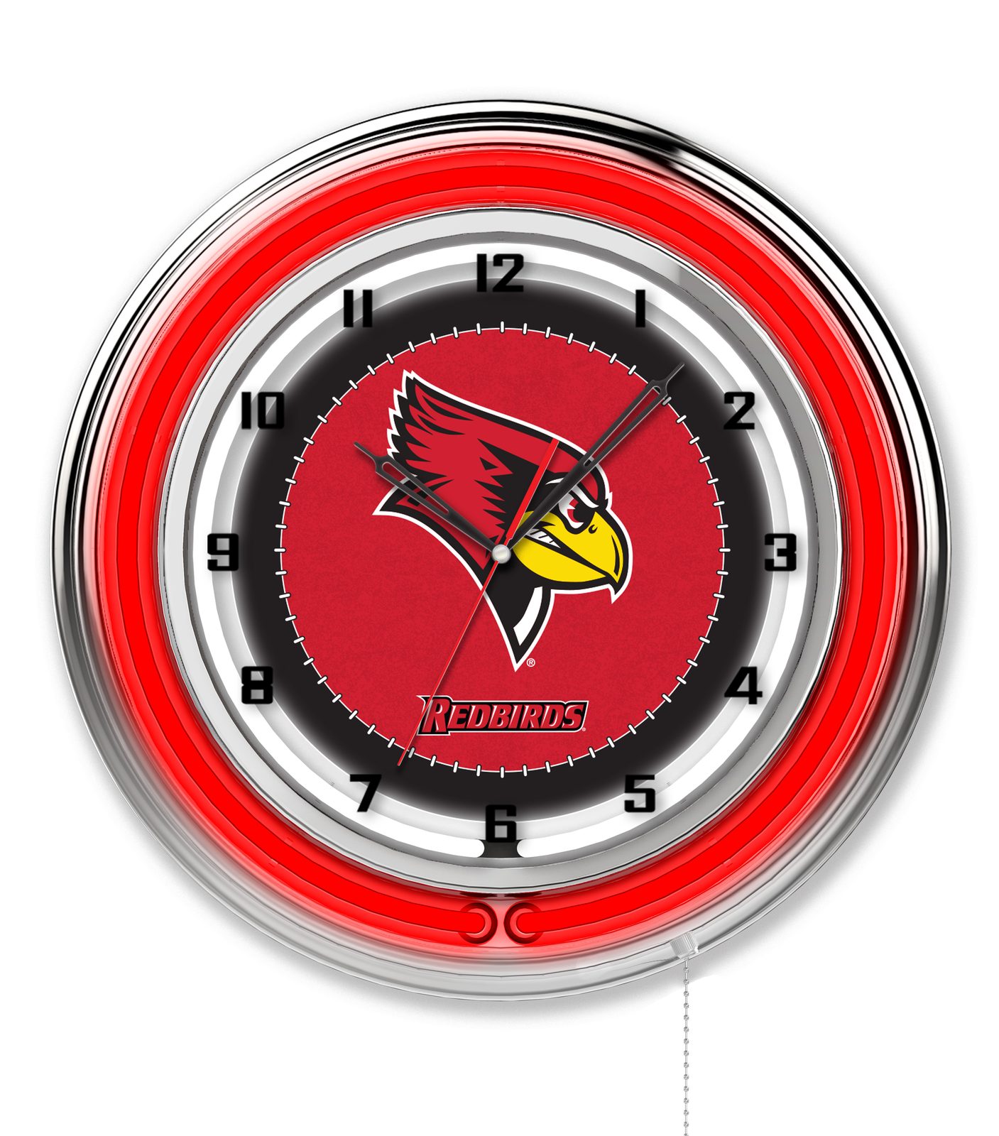 Illinois State University 19-Inch Neon Logo Clock in Chrome 1 Illinois State University 19-Inch Neon Logo Clock in Chrome