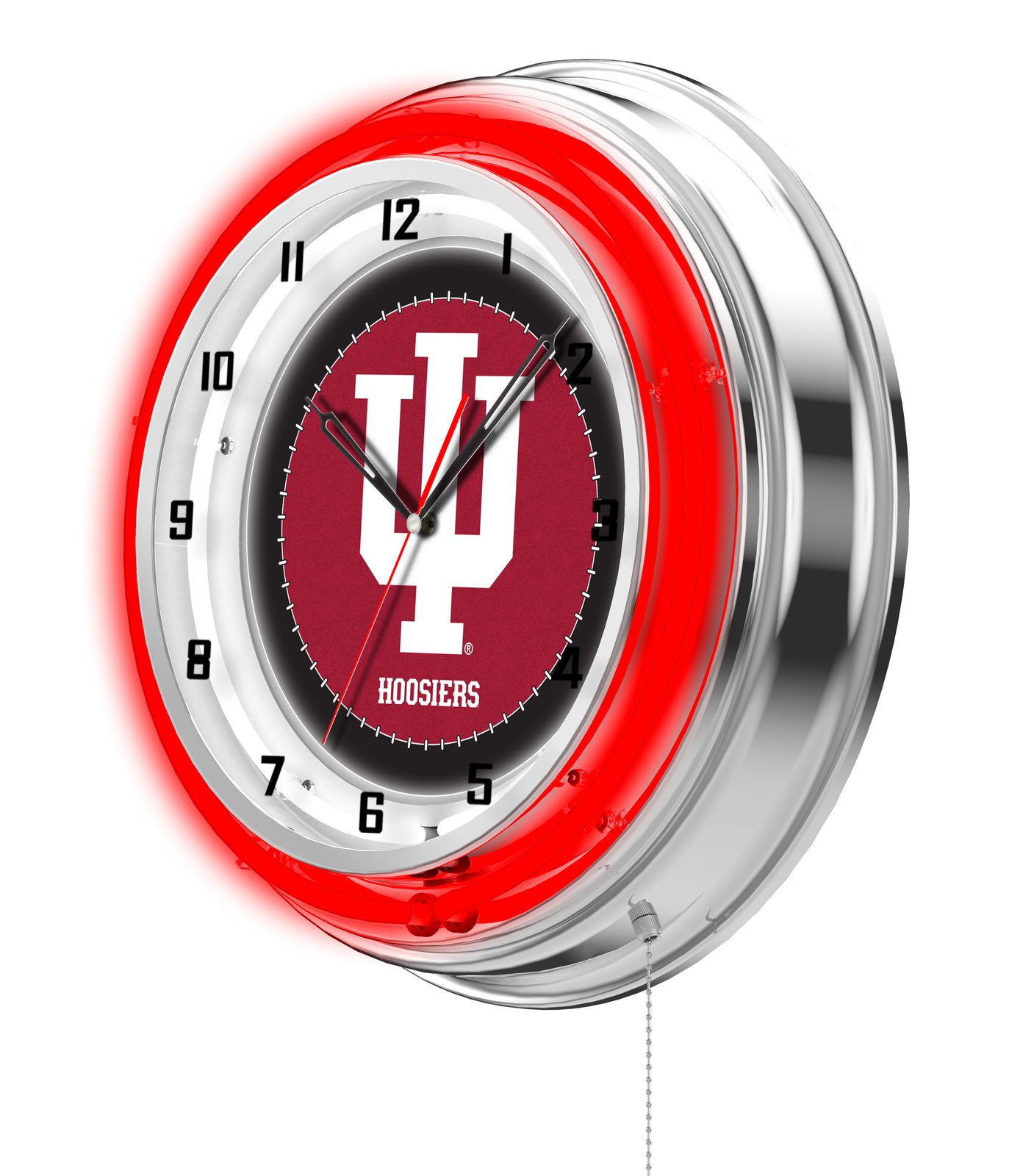 Indiana University 19-Inch Neon Logo Clock in Chrome 2 Indiana University 19-Inch Neon Logo Clock in Chrome - Image 2