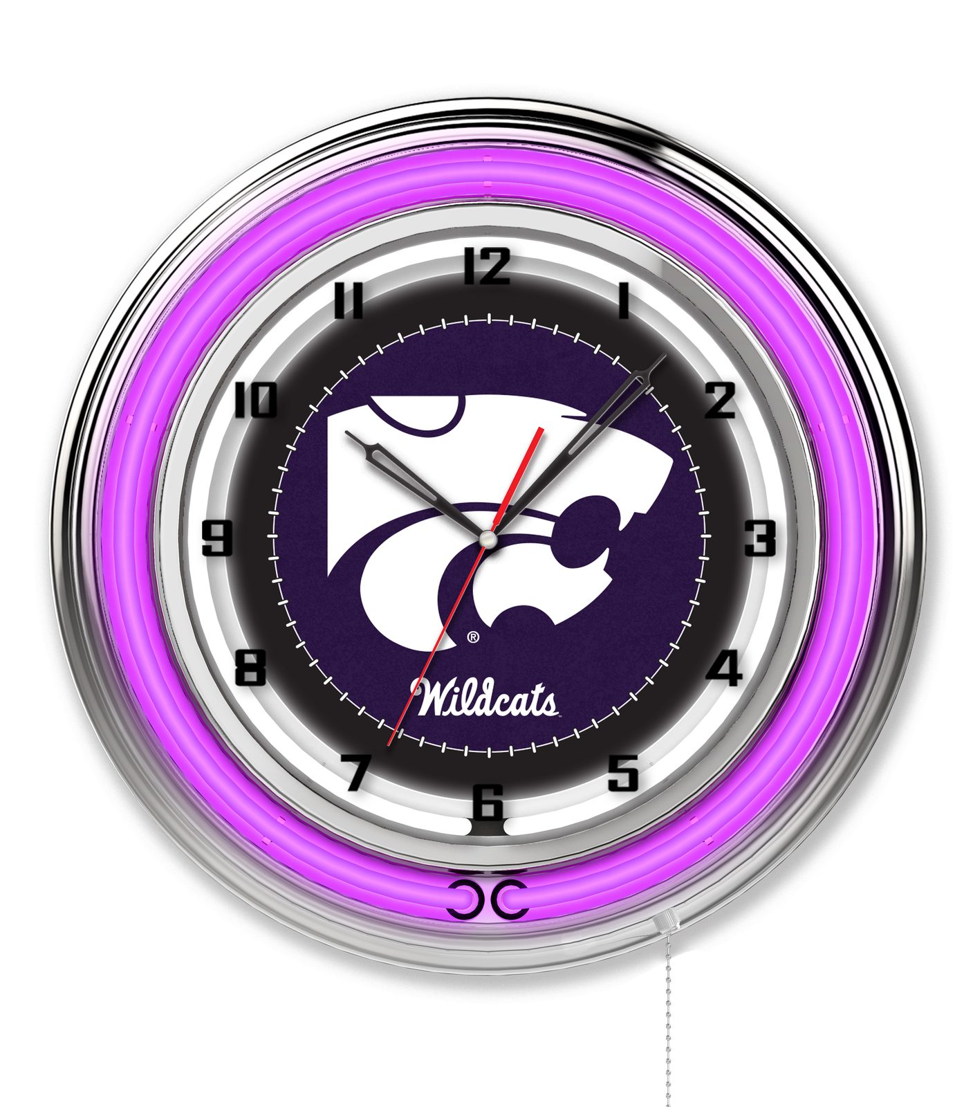 Kansas State University 19-Inch Neon Logo Clock in Chrome 1 Kansas State University 19-Inch Neon Logo Clock in Chrome