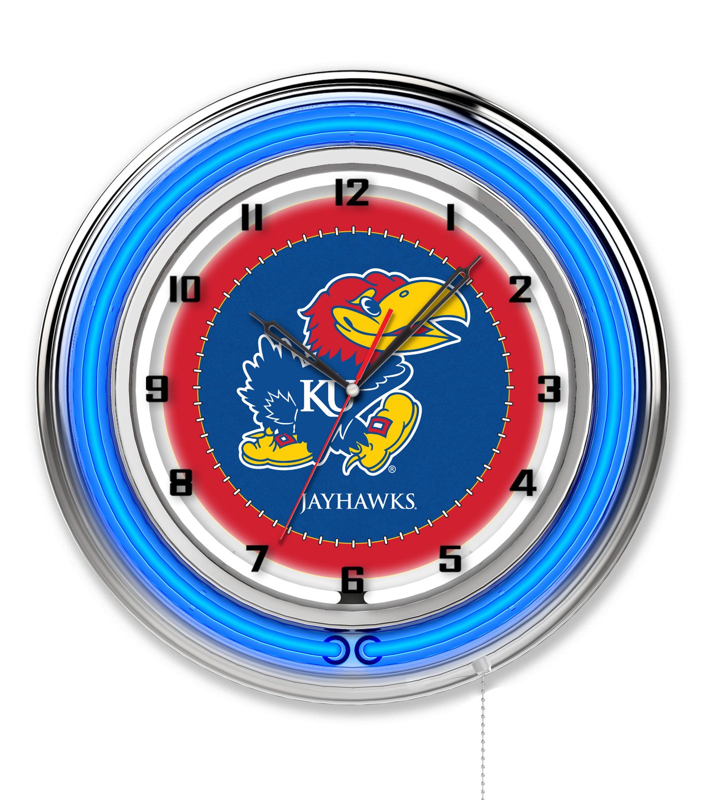 University of Kansas 19-Inch Neon Logo Clock in Chrome 1 University of Kansas 19-Inch Neon Logo Clock in Chrome