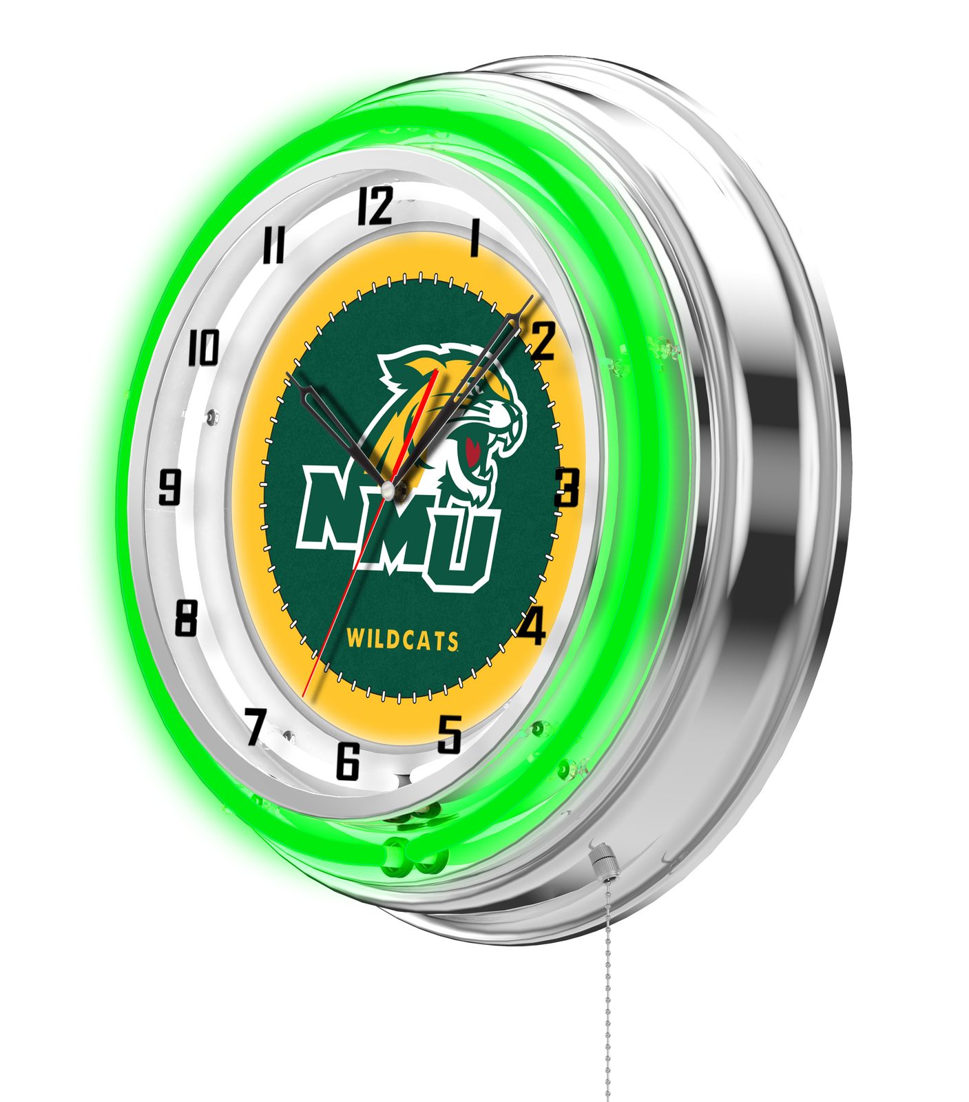 Northern Michigan University 19-Inch Neon Logo Clock in Chrome 2 Northern Michigan University 19-Inch Neon Logo Clock in Chrome - Image 2