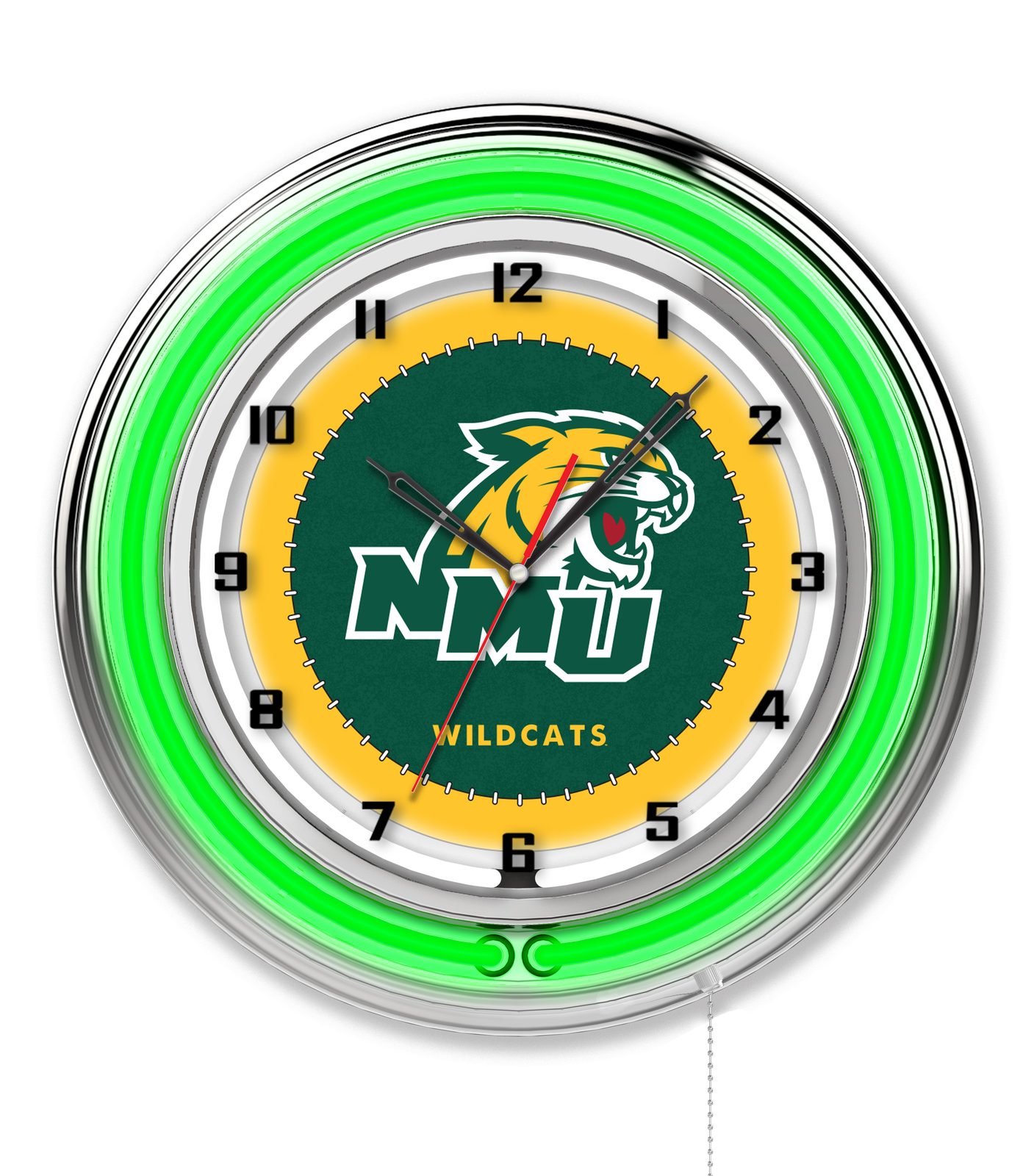 Northern Michigan University 19-Inch Neon Logo Clock in Chrome 1 Northern Michigan University 19-Inch Neon Logo Clock in Chrome