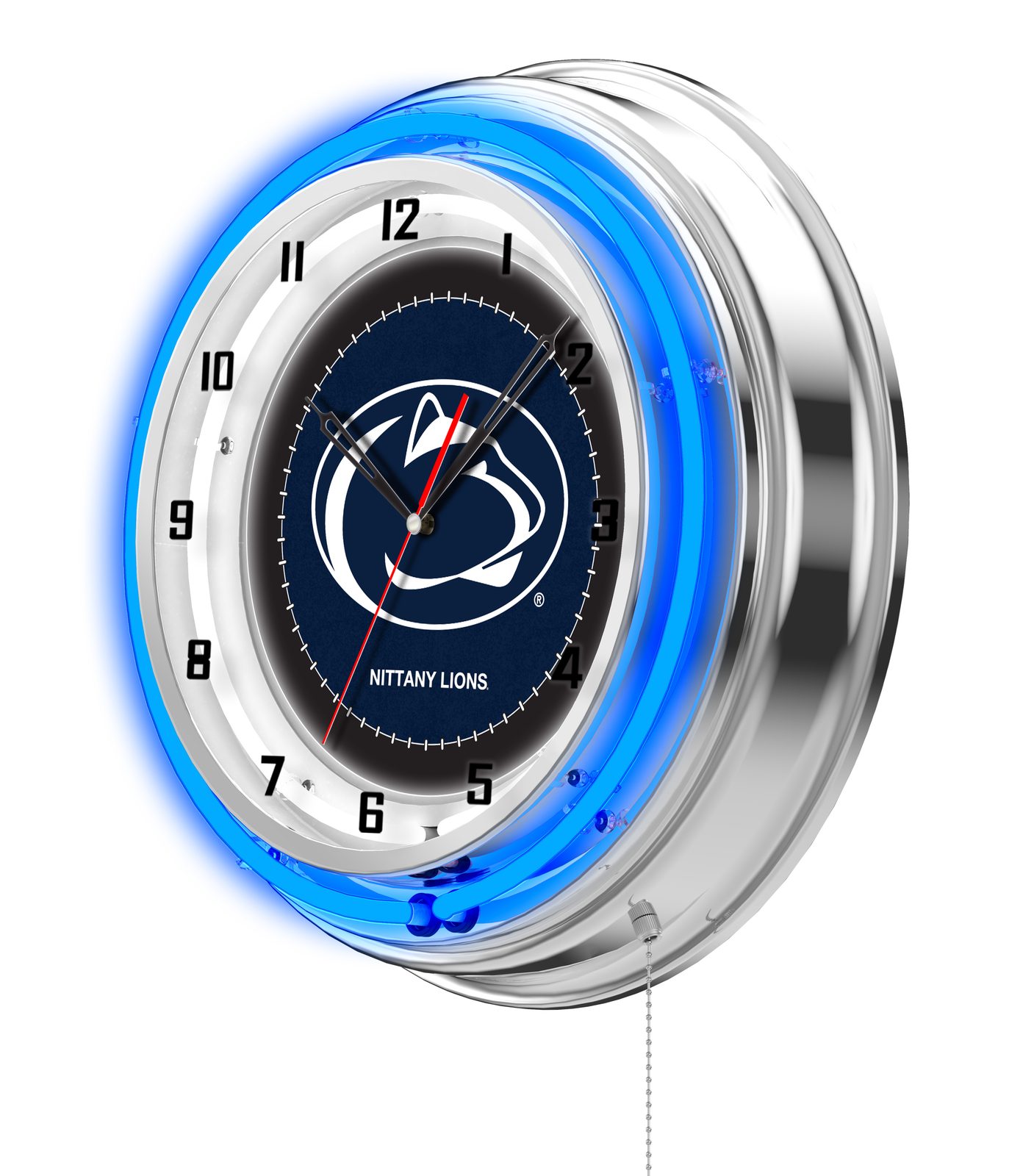 Pennsylvania State University 19-Inch Neon Logo Clock in Chrome 2 Pennsylvania State University 19-Inch Neon Logo Clock in Chrome - Image 2