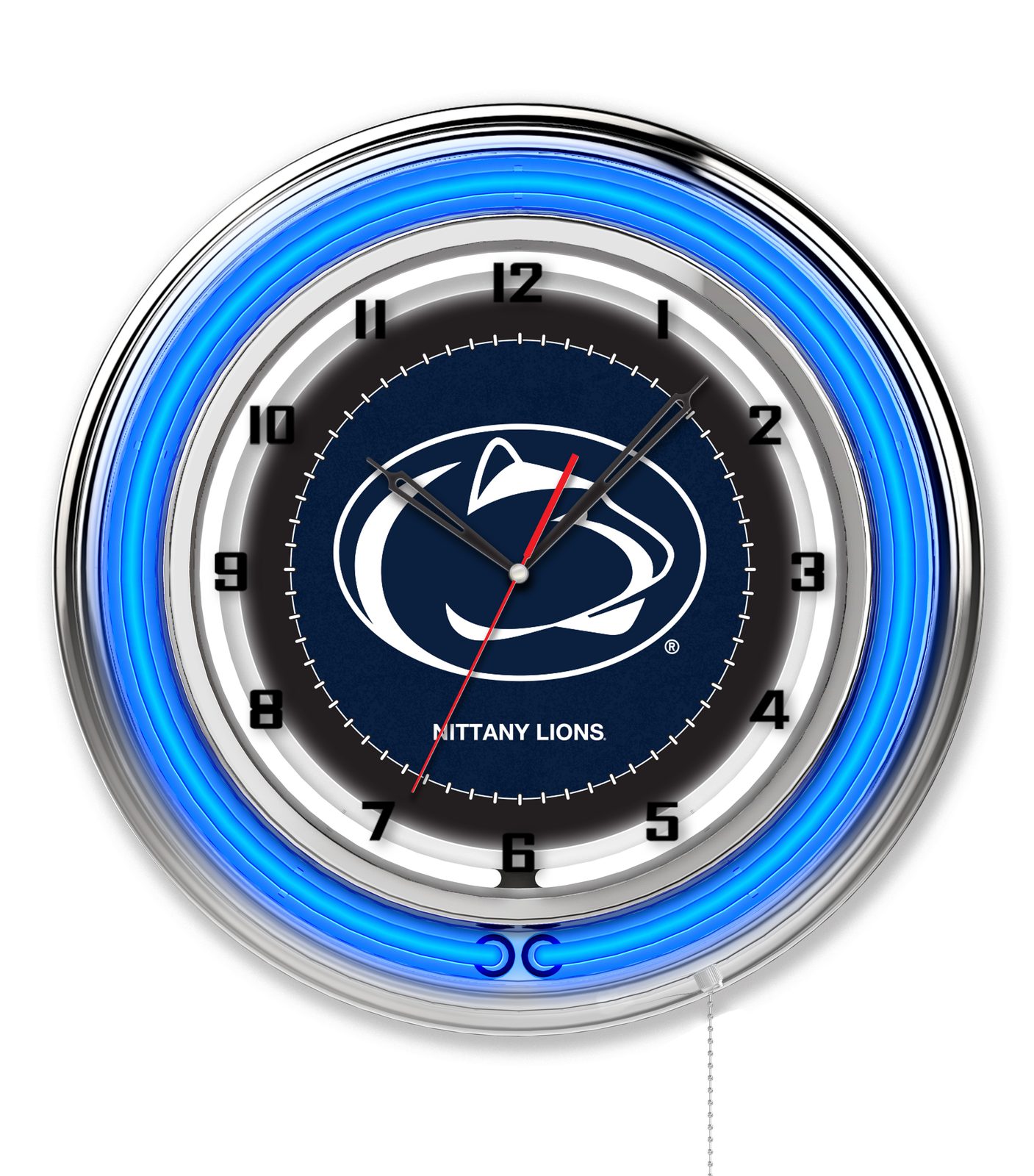 Pennsylvania State University 19-Inch Neon Logo Clock in Chrome 1 Pennsylvania State University 19-Inch Neon Logo Clock in Chrome