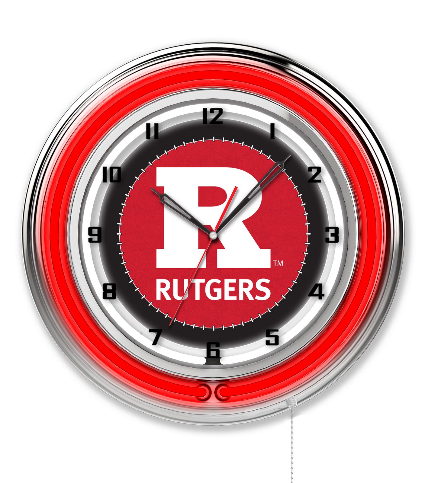 Rutgers 19-Inch Neon Logo Clock in Chrome 1 Rutgers 19-Inch Neon Logo Clock in Chrome
