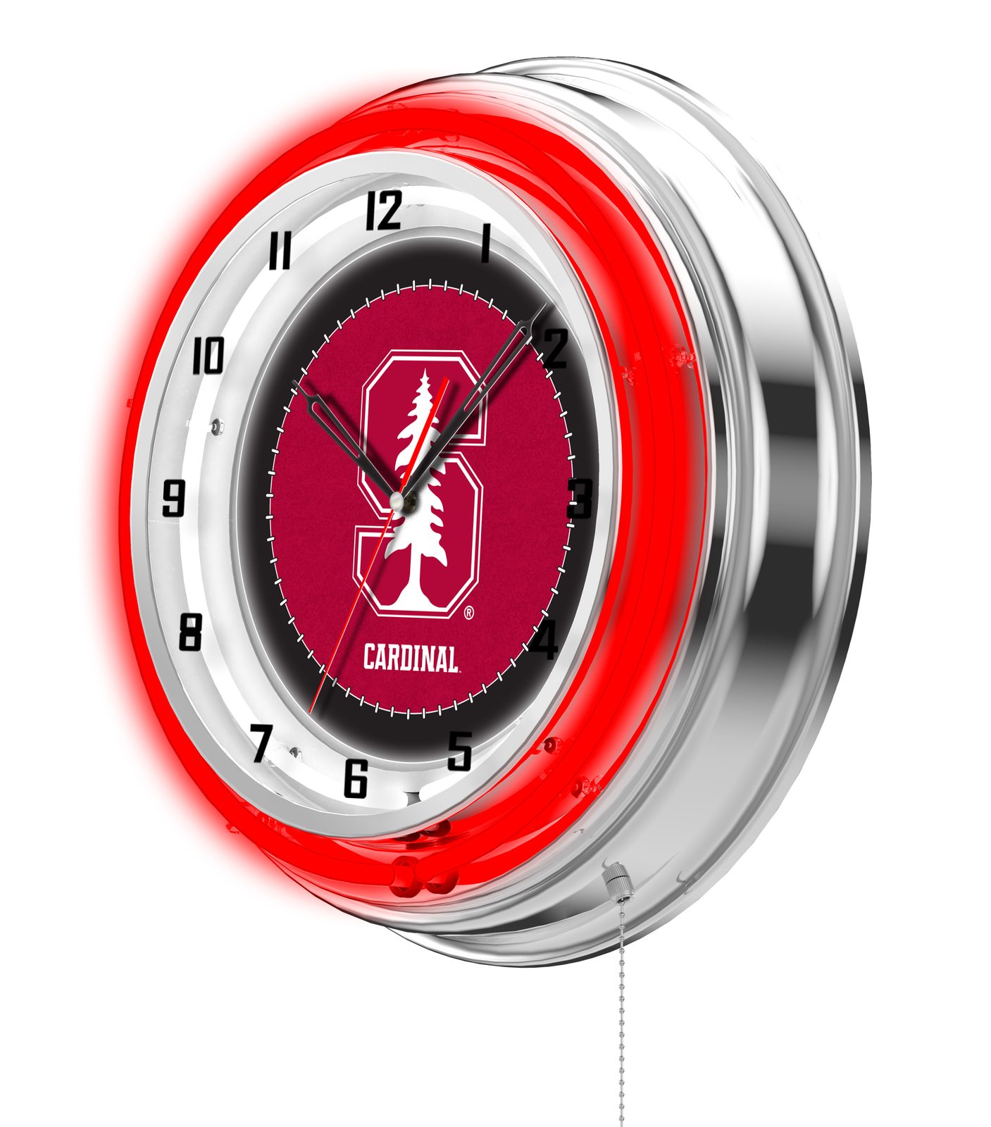 Stanford University 19-Inch Neon Logo Clock in Chrome 2 Stanford University 19-Inch Neon Logo Clock in Chrome - Image 2