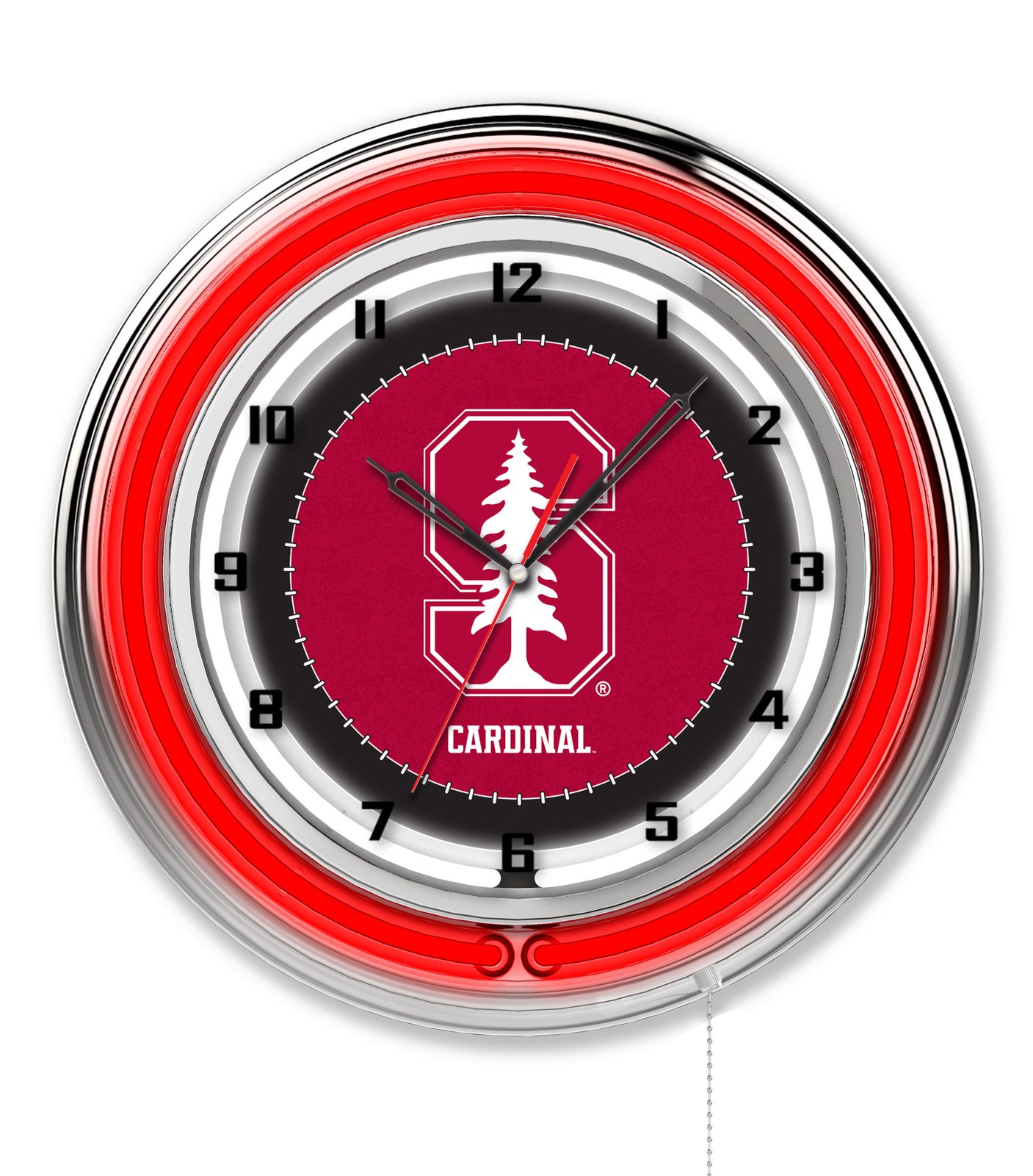 Stanford University 19-Inch Neon Logo Clock in Chrome 1 Stanford University 19-Inch Neon Logo Clock in Chrome