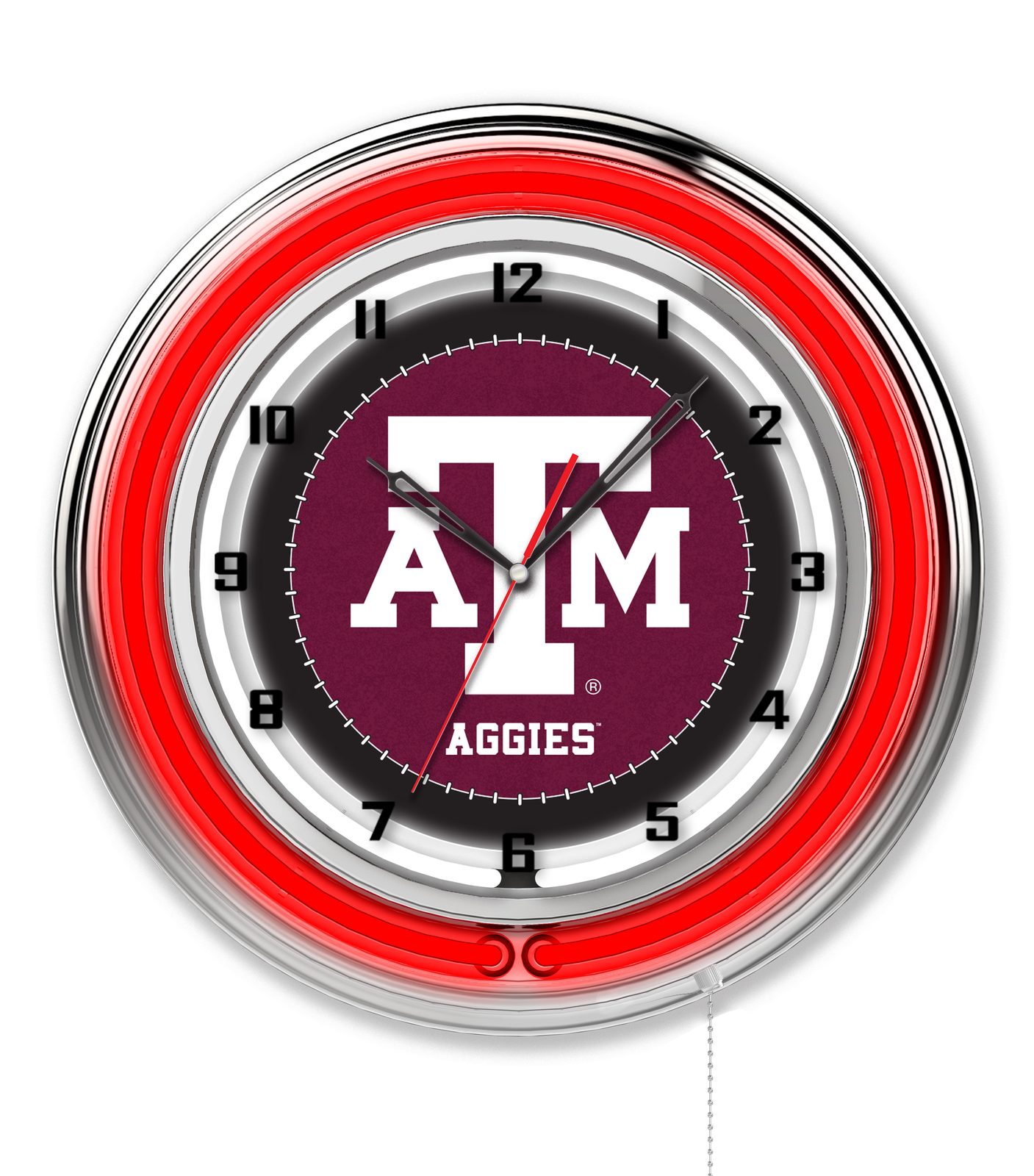 Texas A&M 19-Inch Neon Logo Clock in Chrome 1 Texas A&M 19-Inch Neon Logo Clock in Chrome