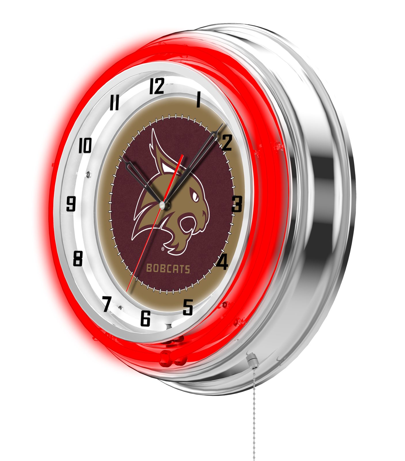 Texas State University 19-Inch Neon Logo Clock in Chrome 2 Texas State University 19-Inch Neon Logo Clock in Chrome - Image 2