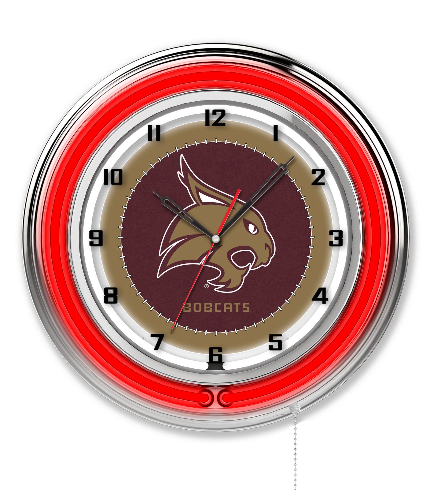 Texas State University 19-Inch Neon Logo Clock in Chrome 1 Texas State University 19-Inch Neon Logo Clock in Chrome