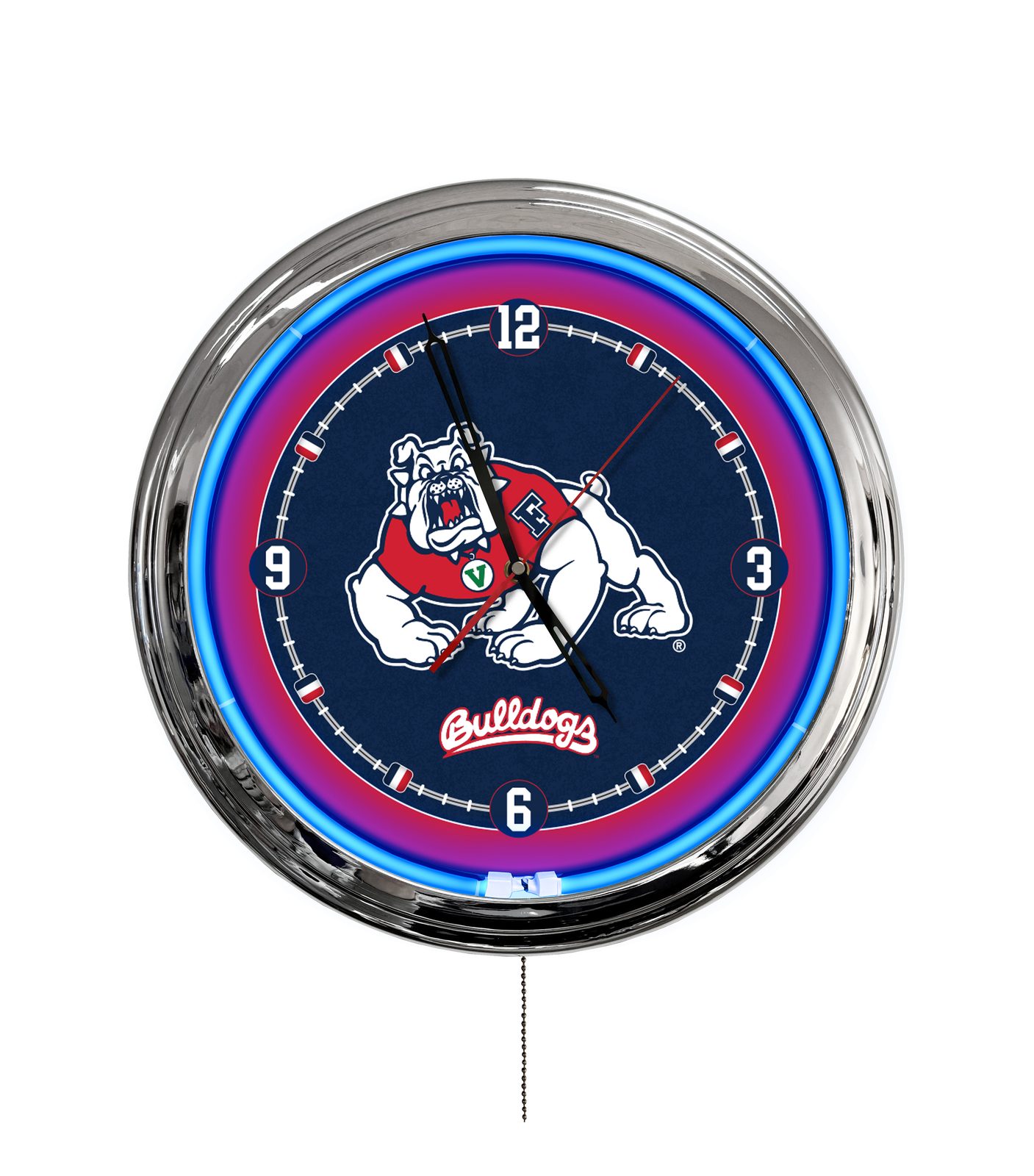 Fresno State University 16-Inch LED Wall Clock in Chrome 1 Fresno State University 16-Inch LED Wall Clock in Chrome