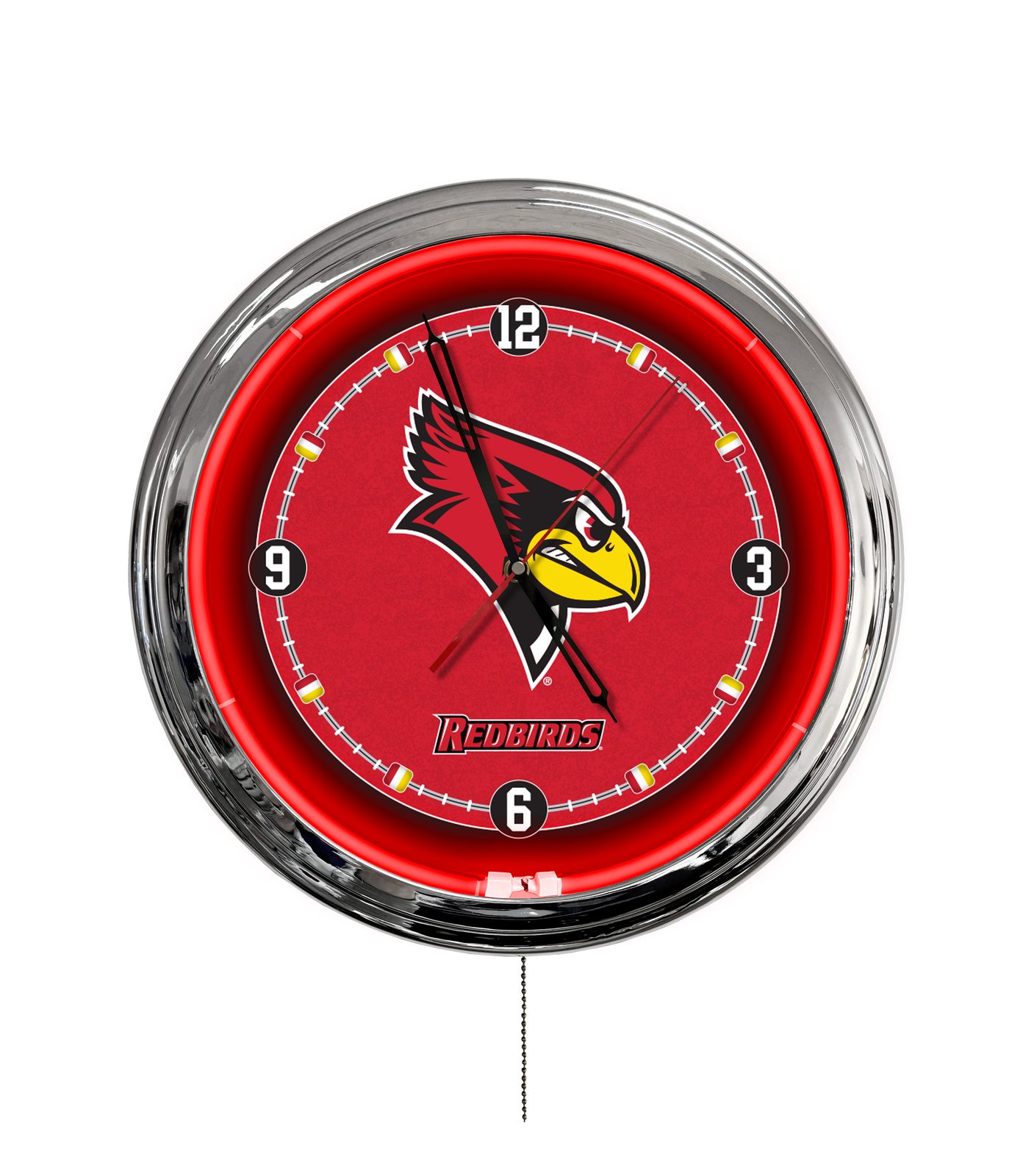 Illinois State University 16-Inch LED Wall Clock in Chrome 1 Illinois State University 16-Inch LED Wall Clock in Chrome