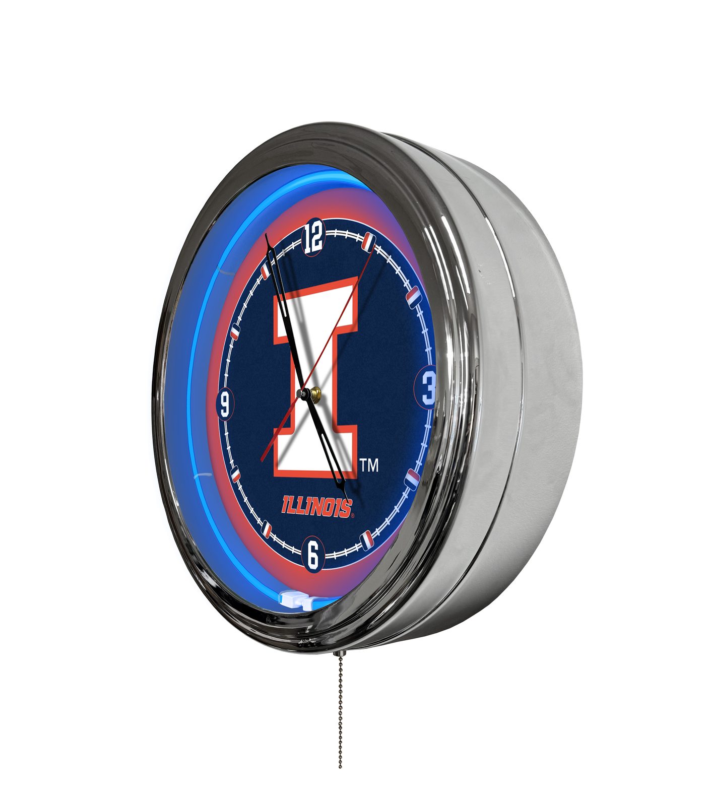 University of Illinois 16-Inch LED Wall Clock in Chrome 2 University of Illinois 16-Inch LED Wall Clock in Chrome - Image 2