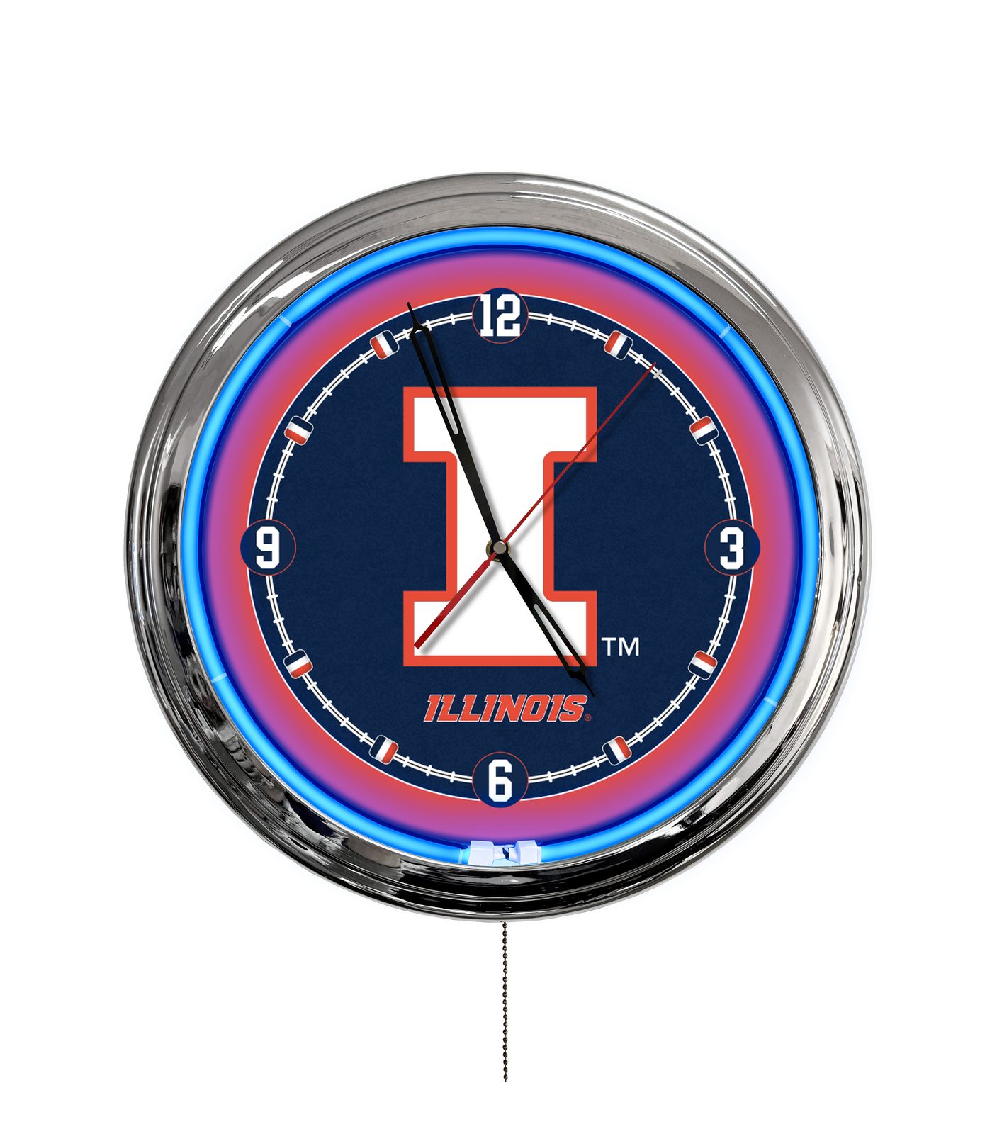 University of Illinois 16-Inch LED Wall Clock in Chrome 1 University of Illinois 16-Inch LED Wall Clock in Chrome