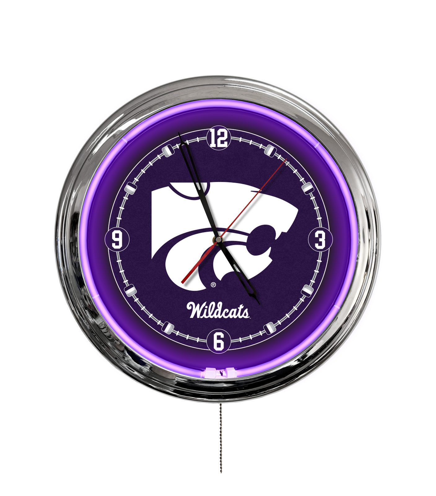 Kansas State University 16-Inch LED Wall Clock in Chrome 1 Kansas State University 16-Inch LED Wall Clock in Chrome