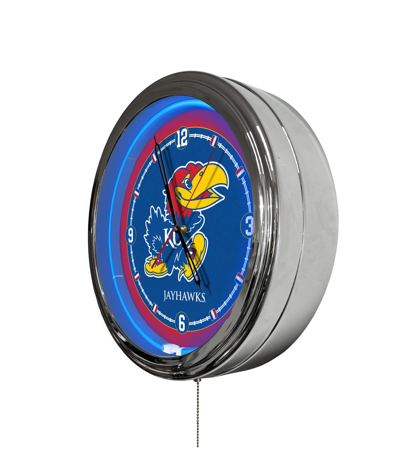University of Kansas 16-Inch LED Wall Clock in Chrome 2 University of Kansas 16-Inch LED Wall Clock in Chrome - Image 2