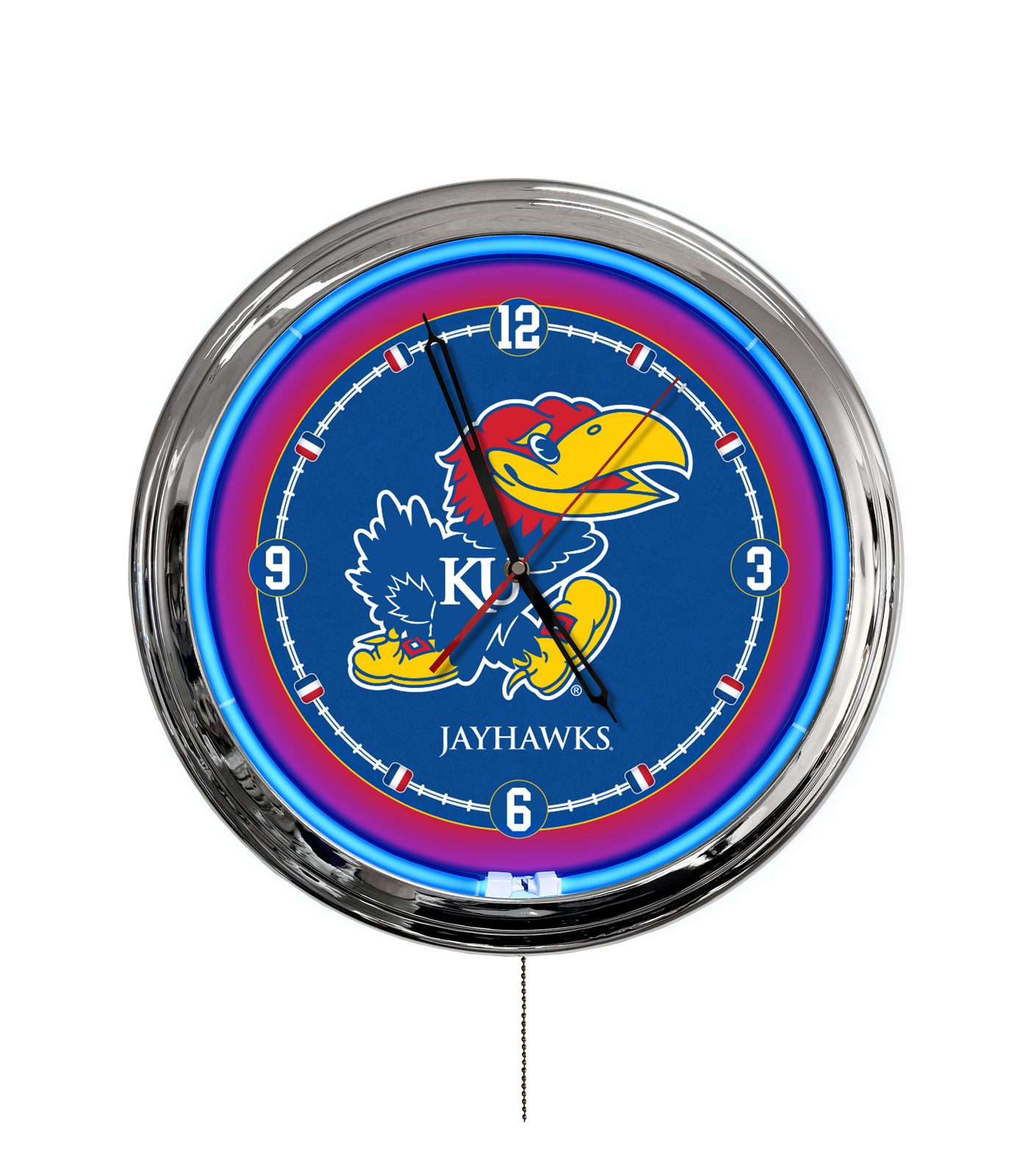 University of Kansas 16-Inch LED Wall Clock in Chrome 1 University of Kansas 16-Inch LED Wall Clock in Chrome