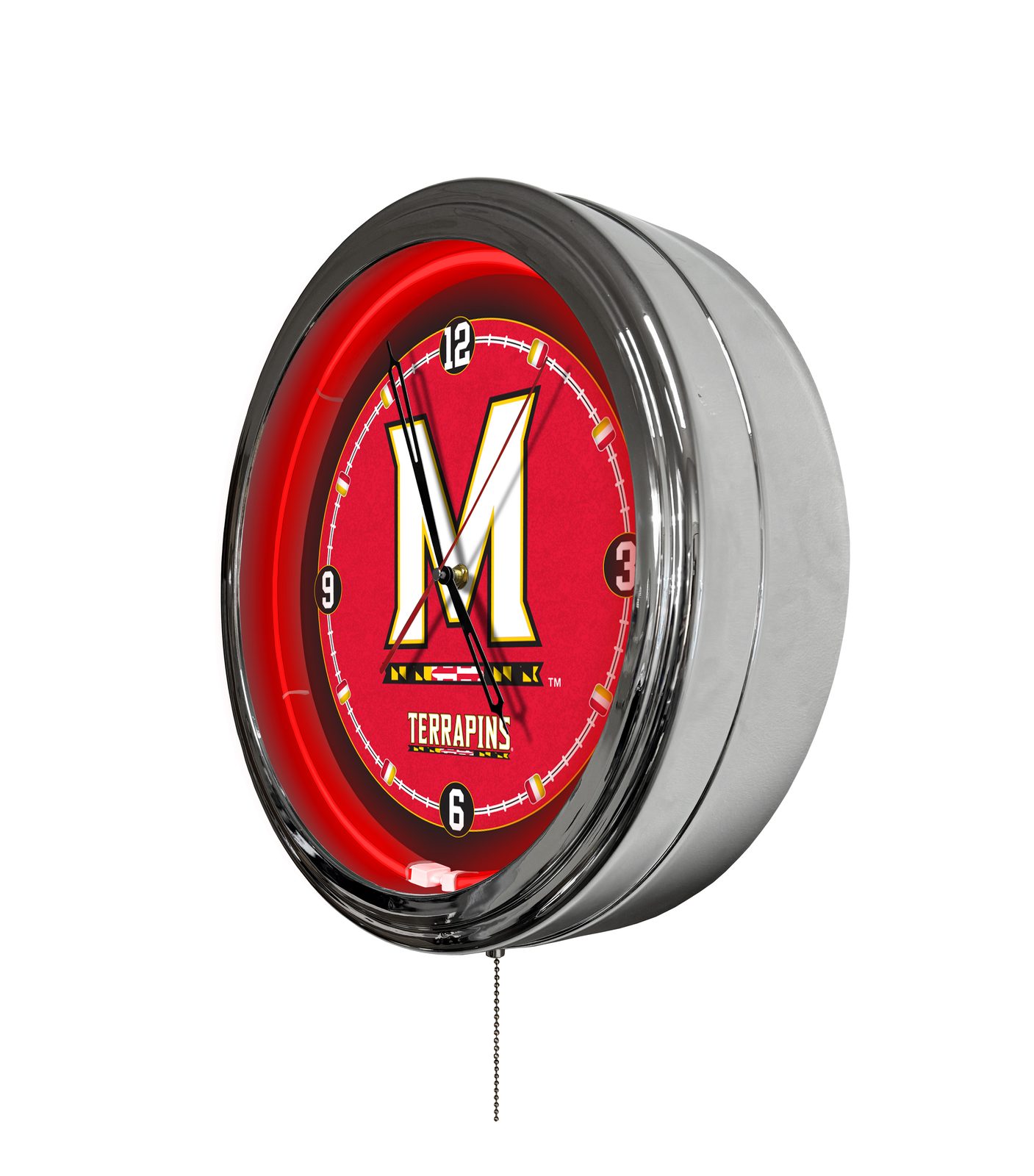 University of Maryland 16-Inch LED Wall Clock in Chrome 2 University of Maryland 16-Inch LED Wall Clock in Chrome - Image 2