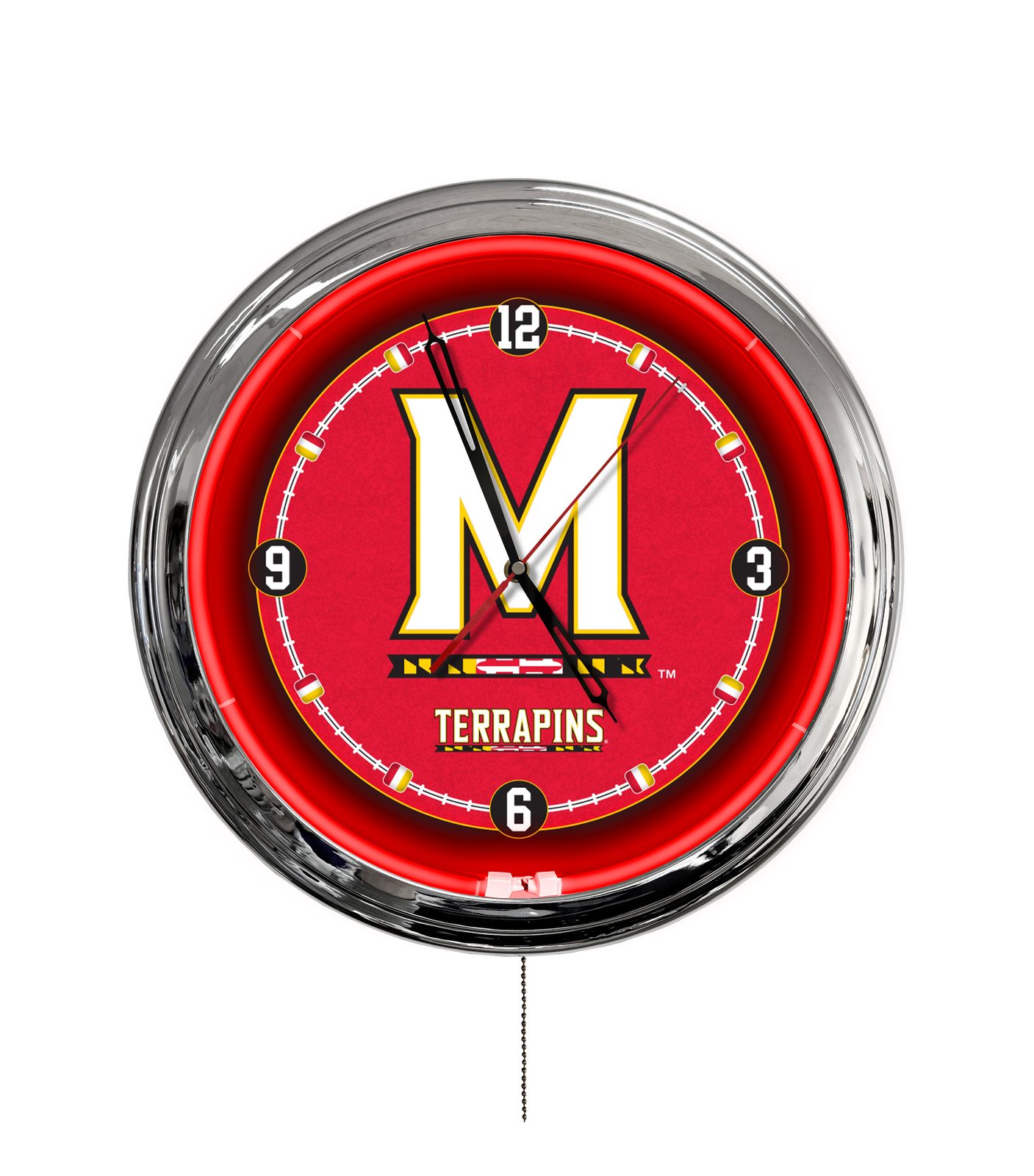 University of Maryland 16-Inch LED Wall Clock in Chrome 1 University of Maryland 16-Inch LED Wall Clock in Chrome