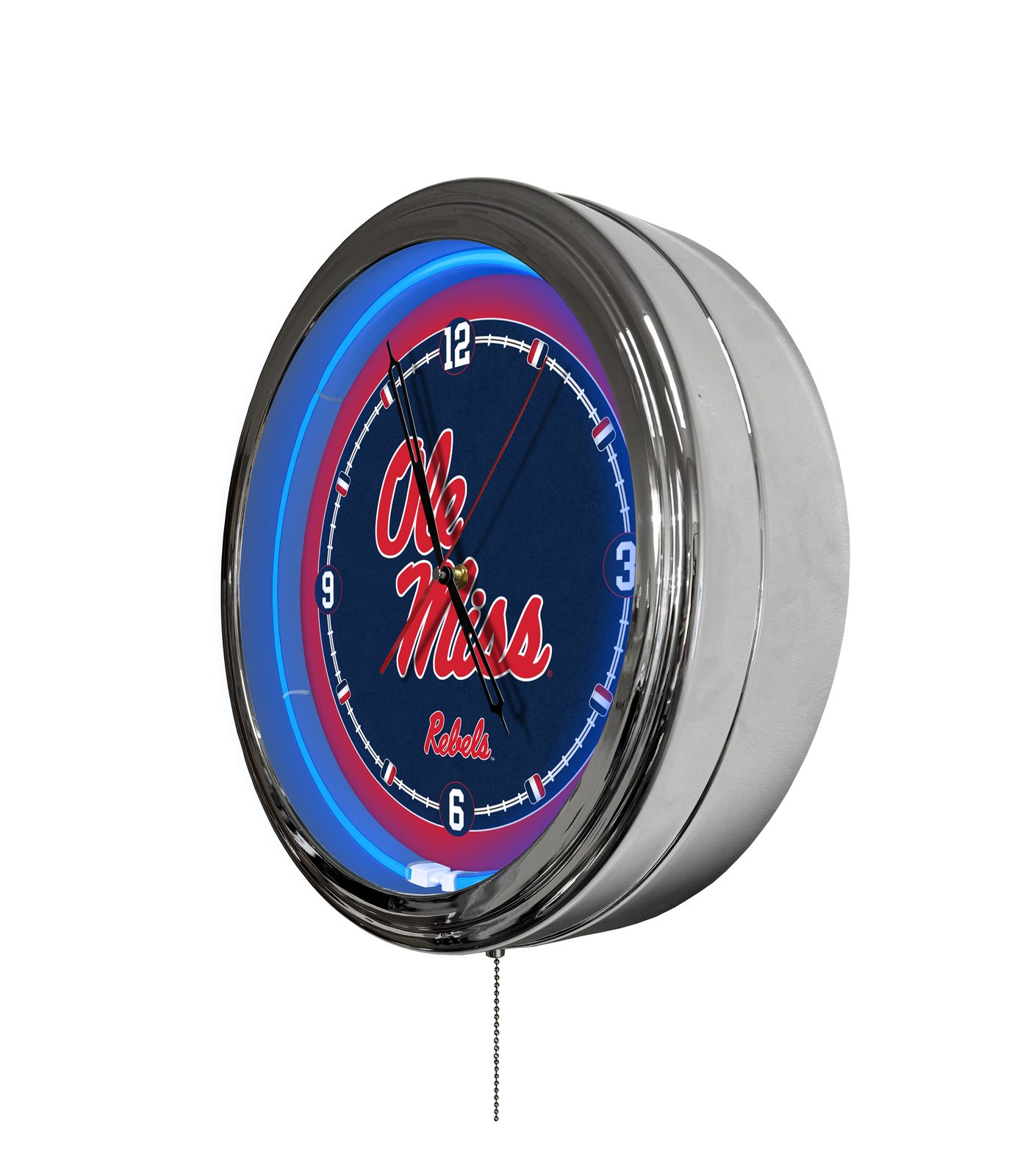 University of Mississippi 16-Inch LED Wall Clock in Chrome 2 University of Mississippi 16-Inch LED Wall Clock in Chrome - Image 2